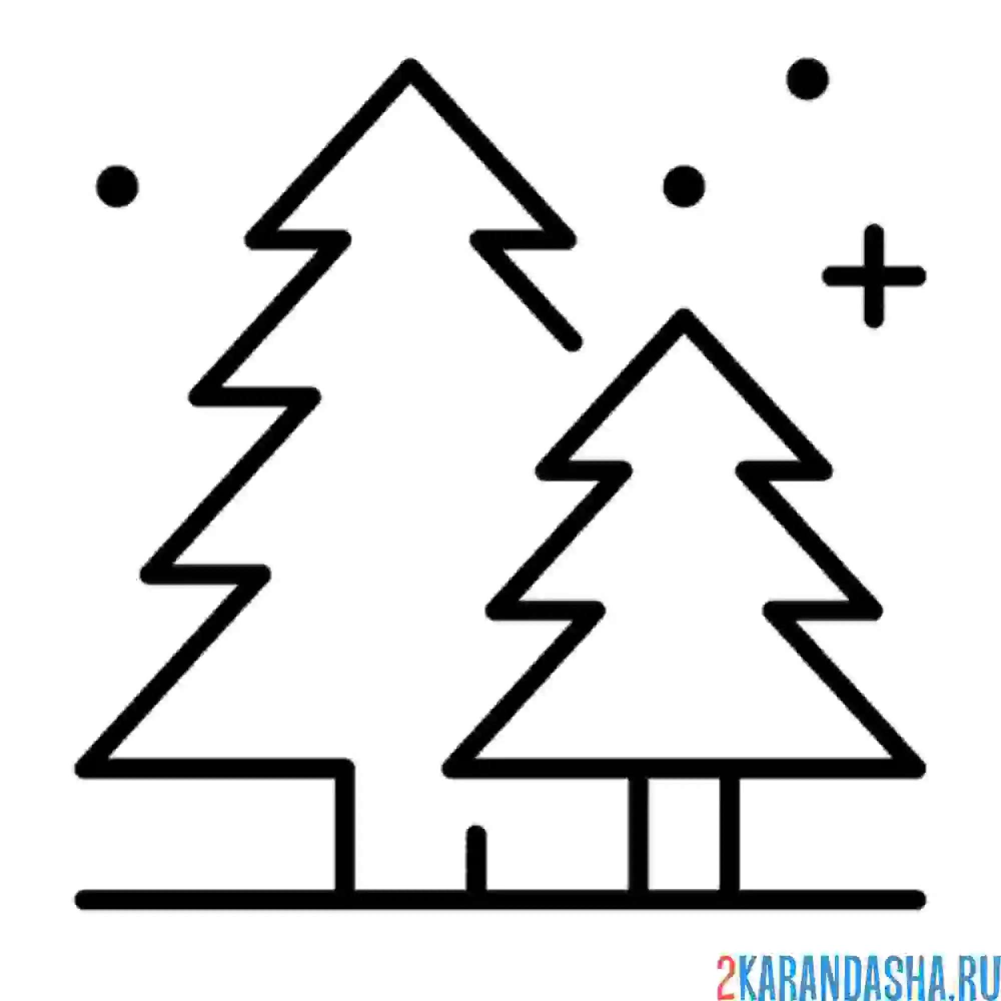 Раскраска две простых елки