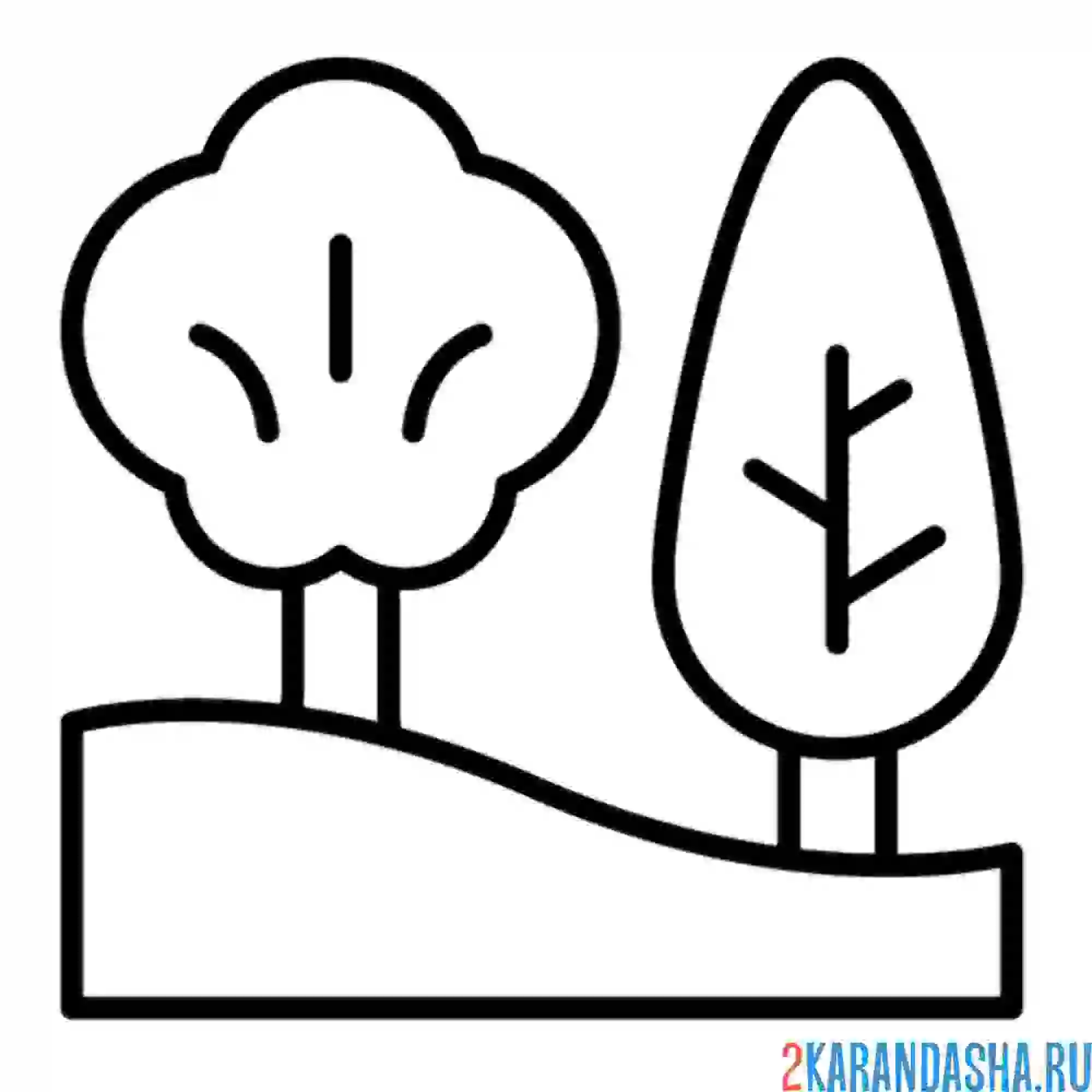 Раскраска два дерева на опушке