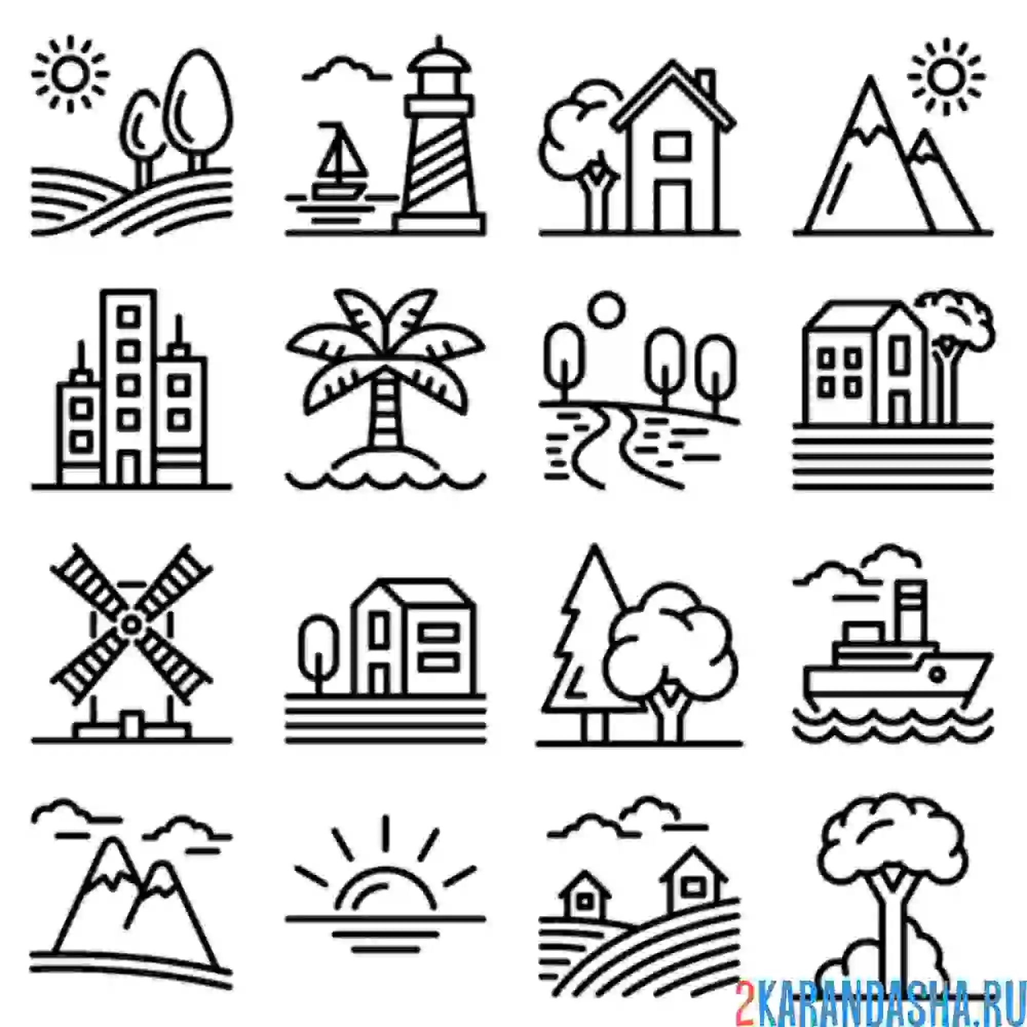 Раскраска деревья в разных местах