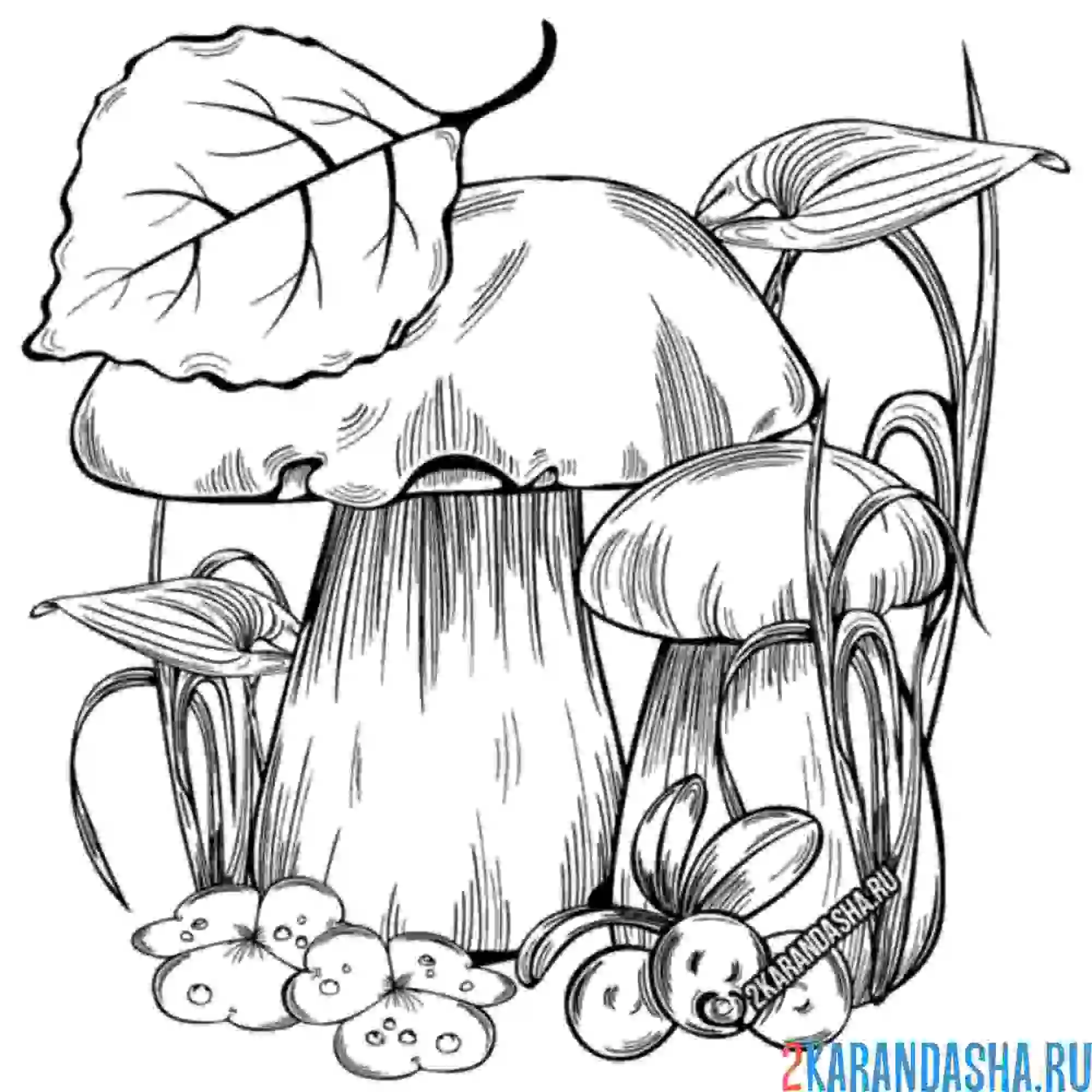 Раскраска подосиновик гриб