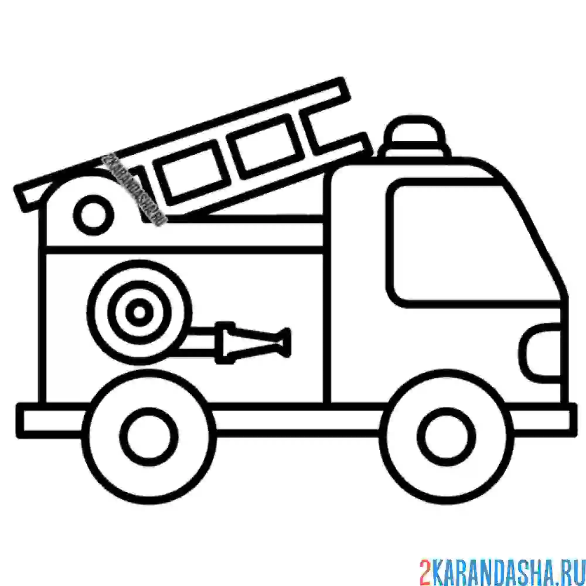 Раскраска пожарная машина с лестницей