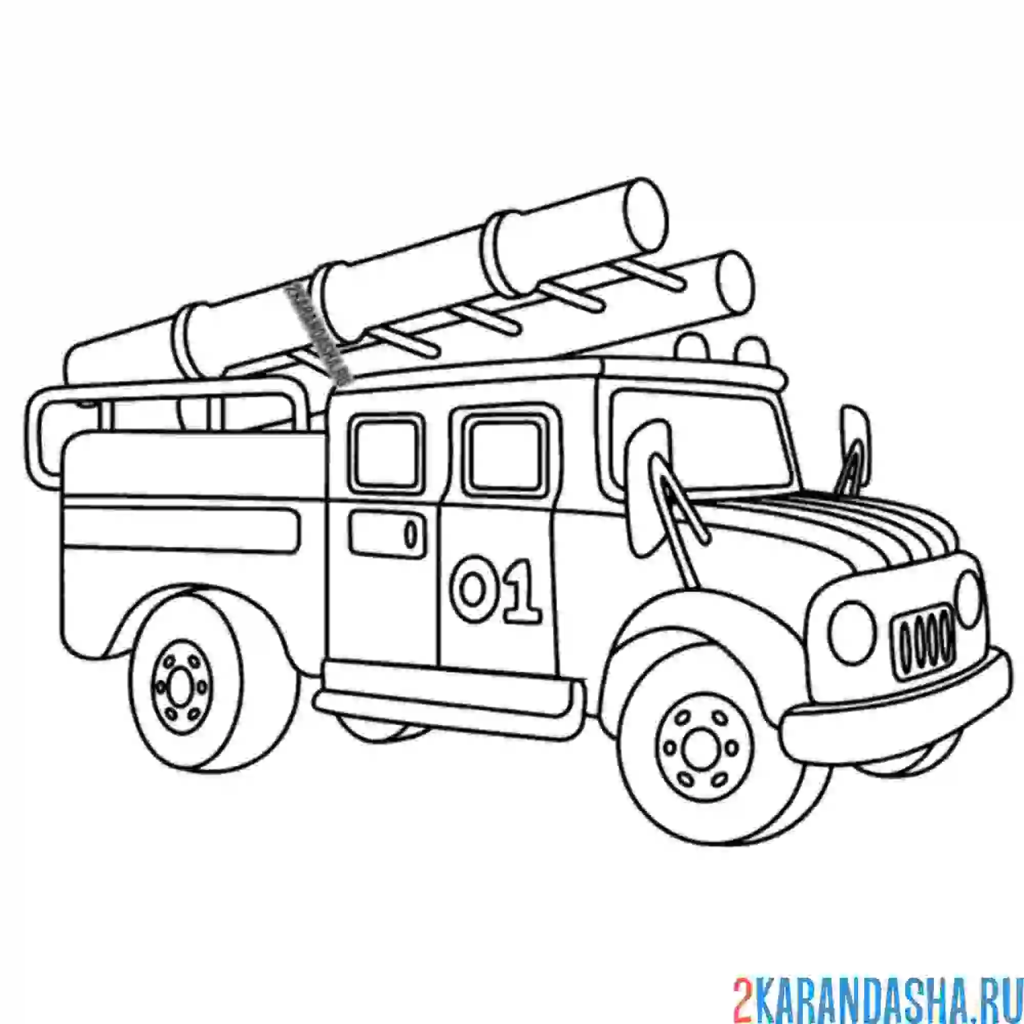 Раскраска российская пожарная машина