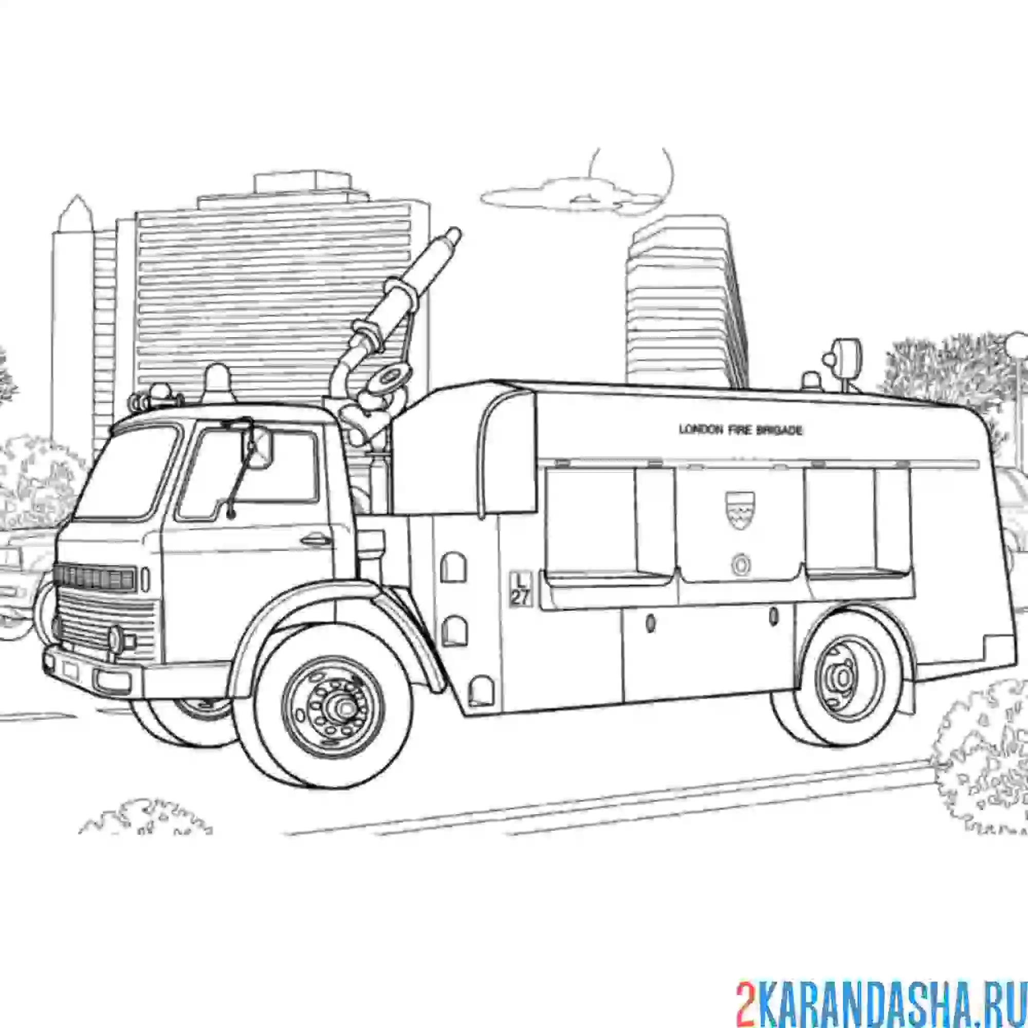 Раскраска пожарная машина сша