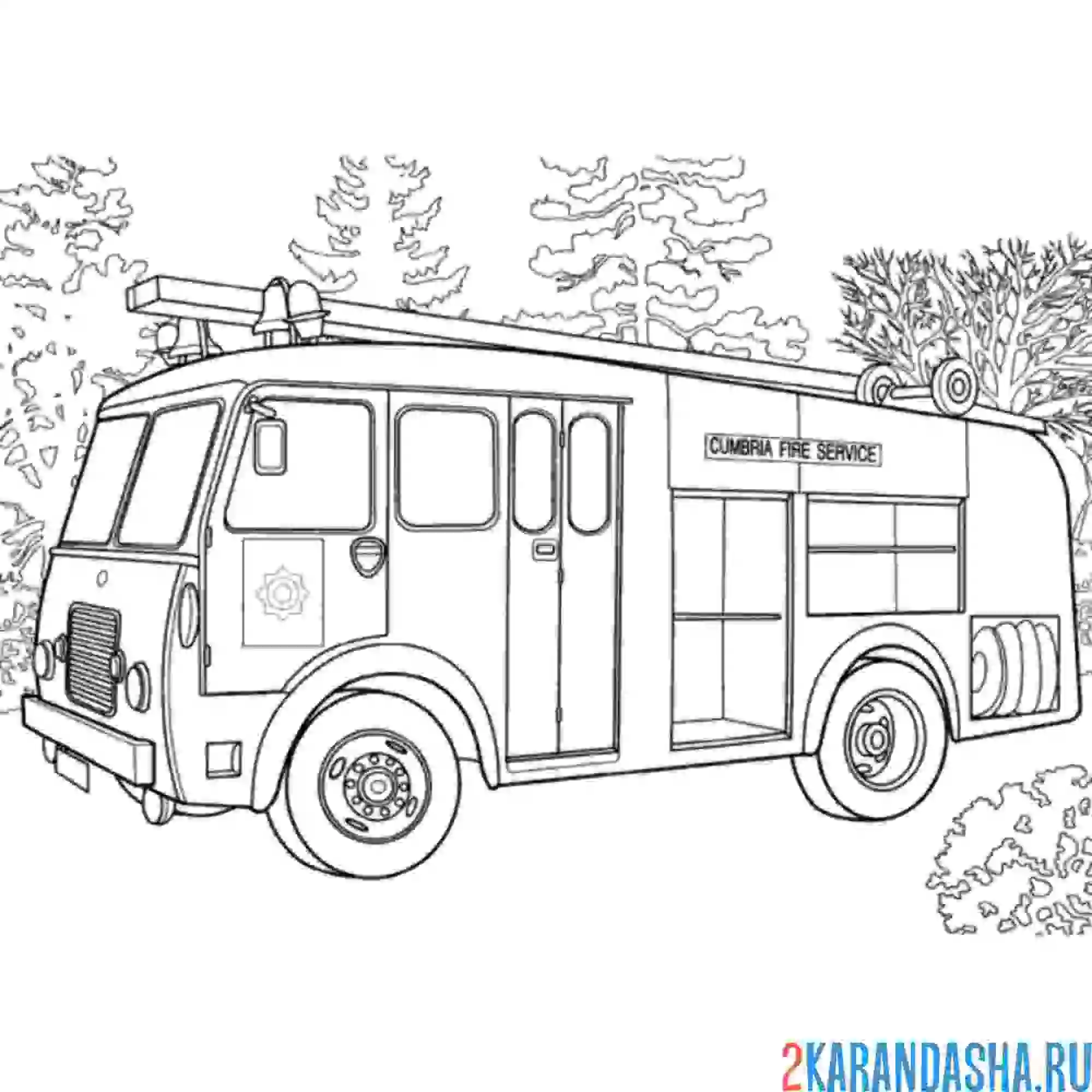 Раскраска старая пожарная машина