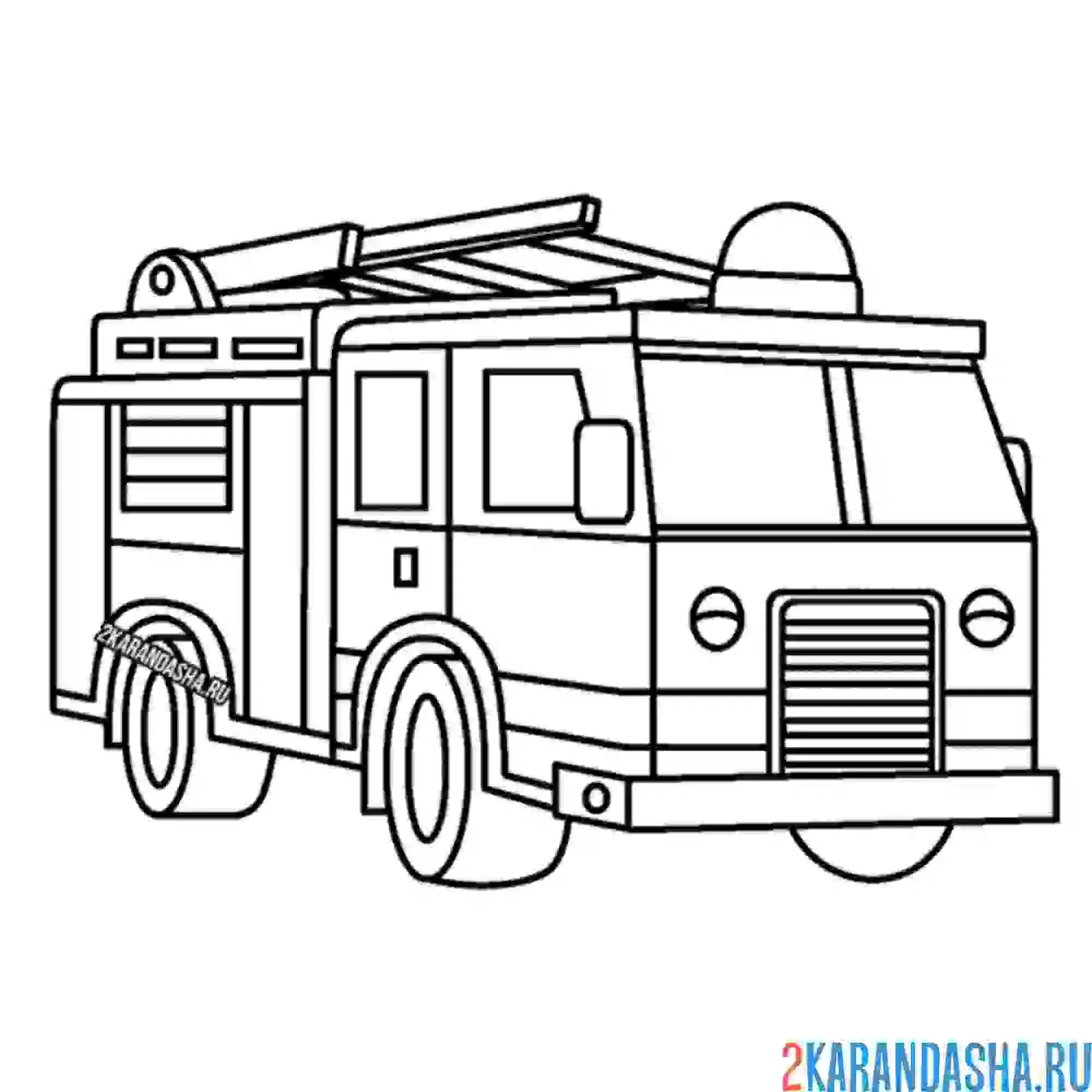 Раскраска пожарная машина спасатель