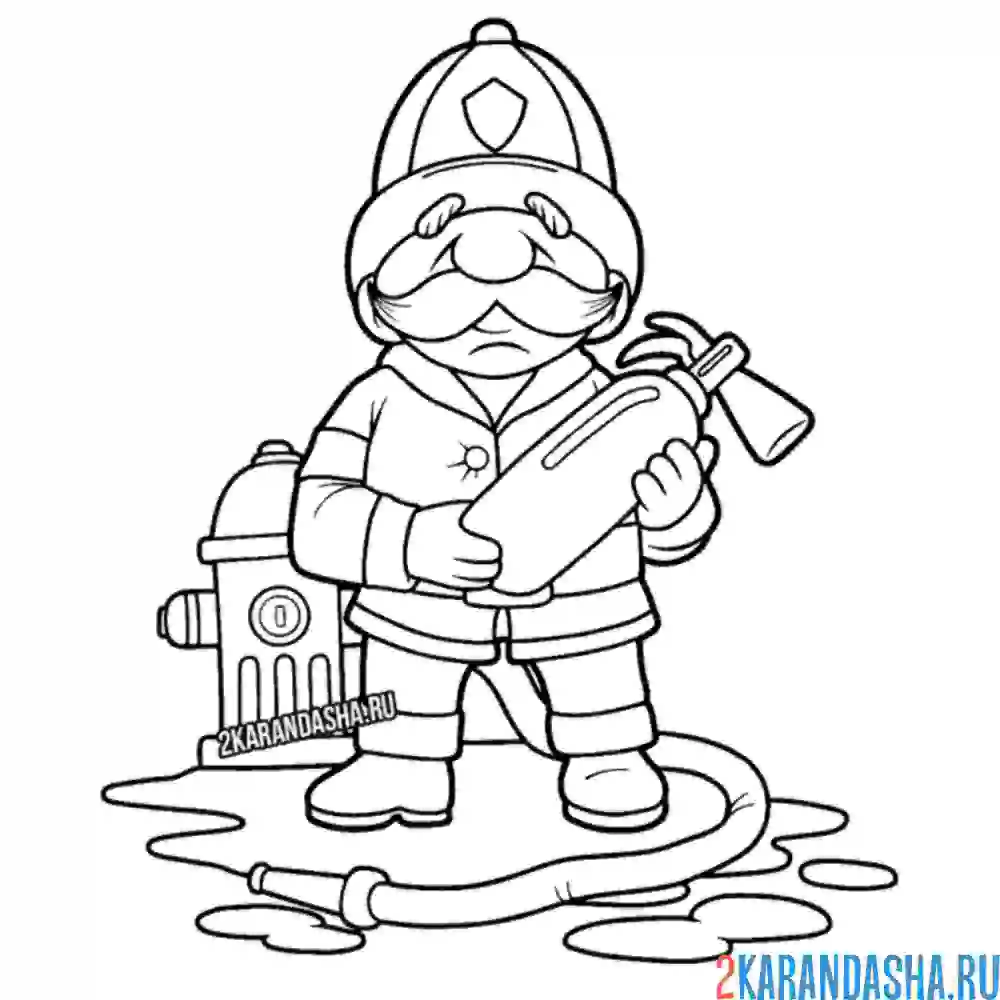 Раскраска мудрый пожарный