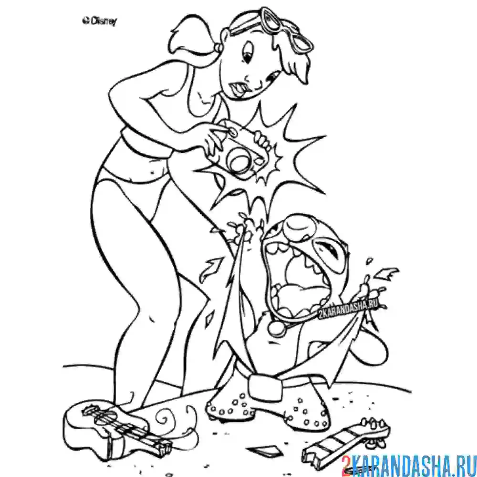 Раскраска стич  не любит фотографироваться