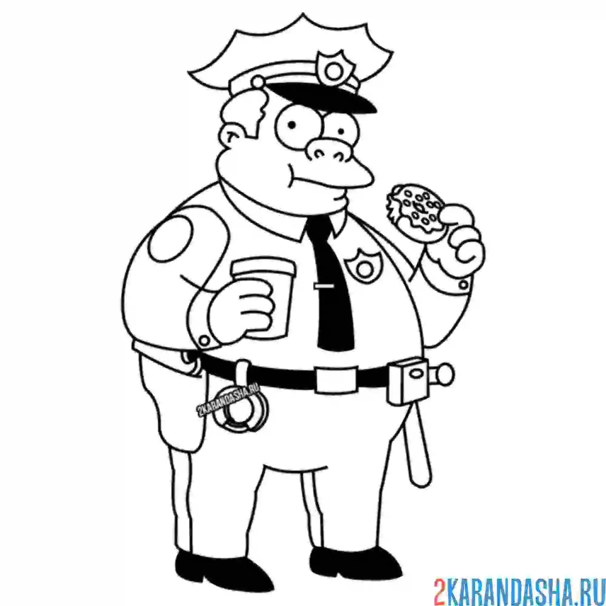 Раскраска полицейский мультик симпсоны