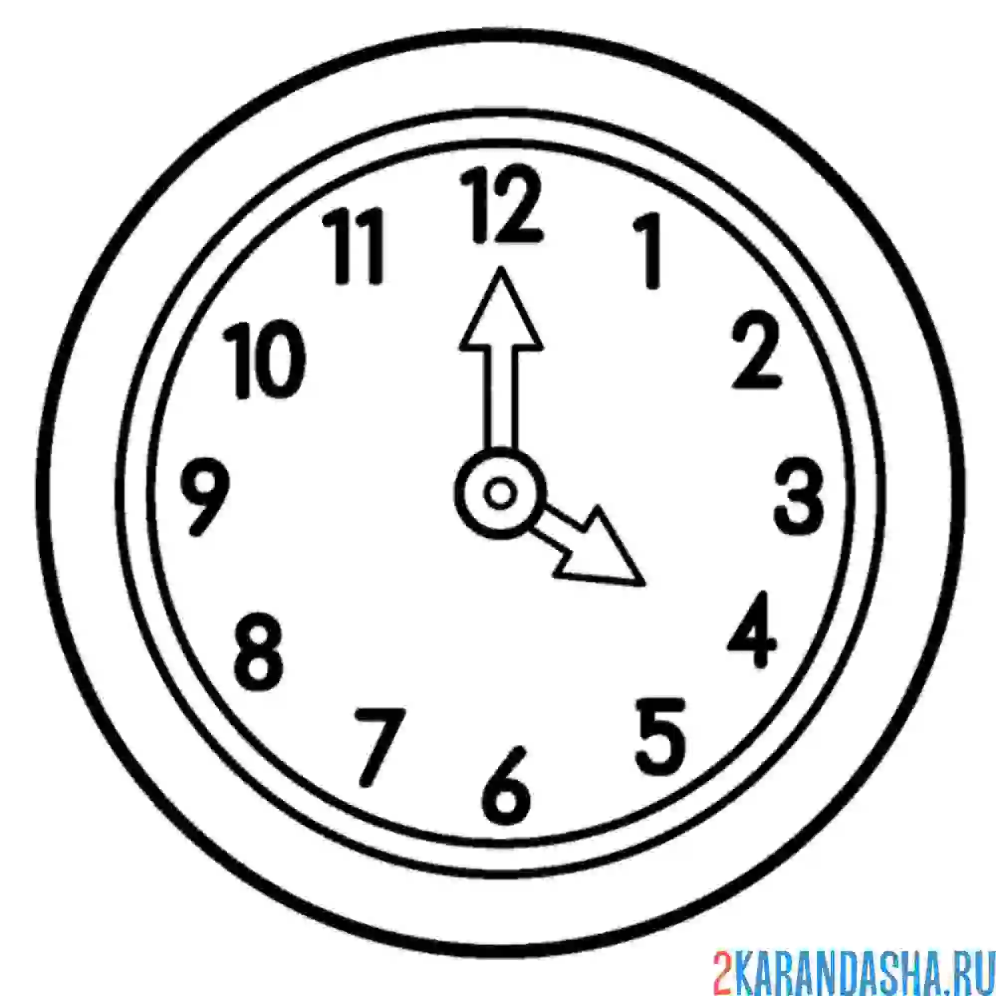 Раскраска часы настенные со стрелкой