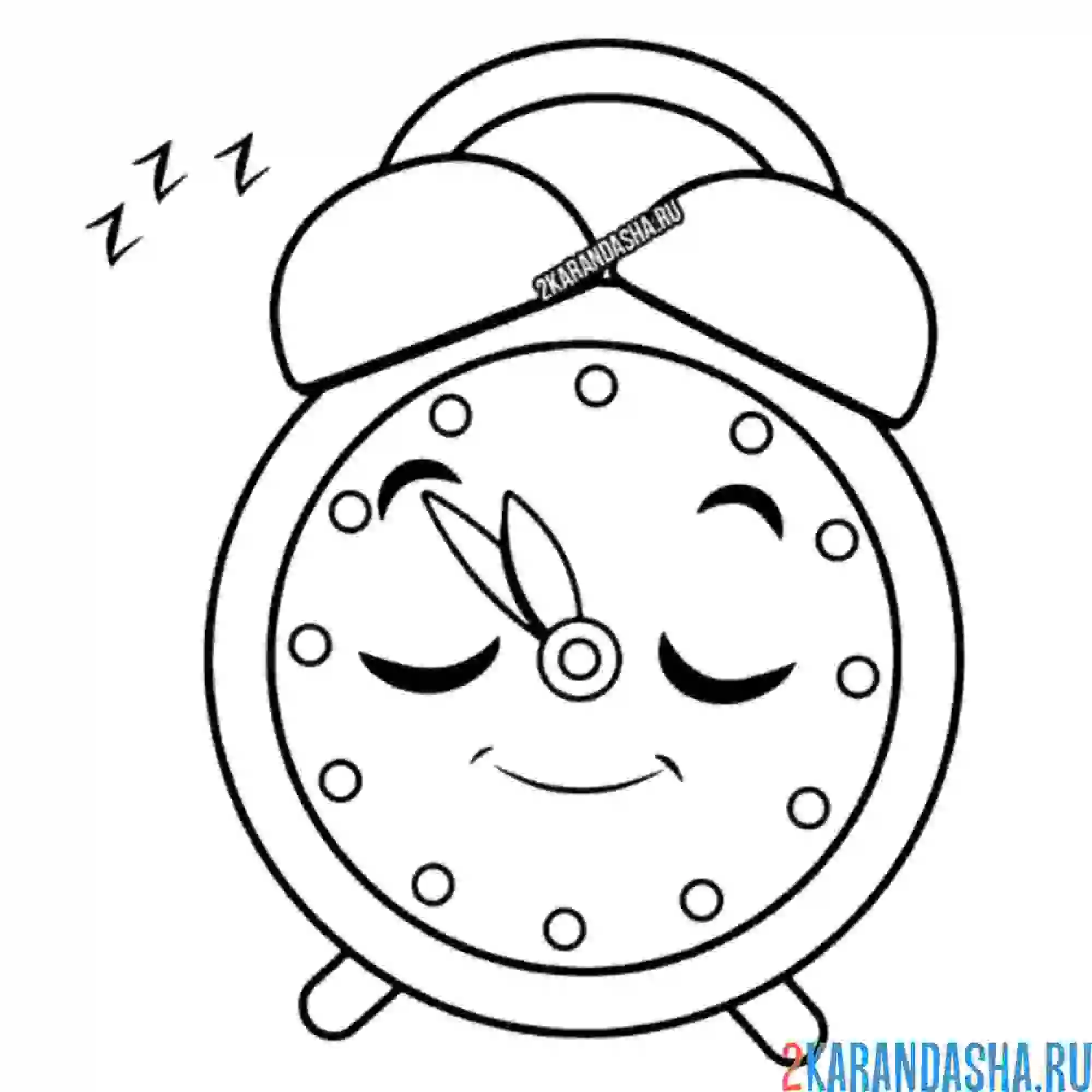 Раскраска спящий будильник