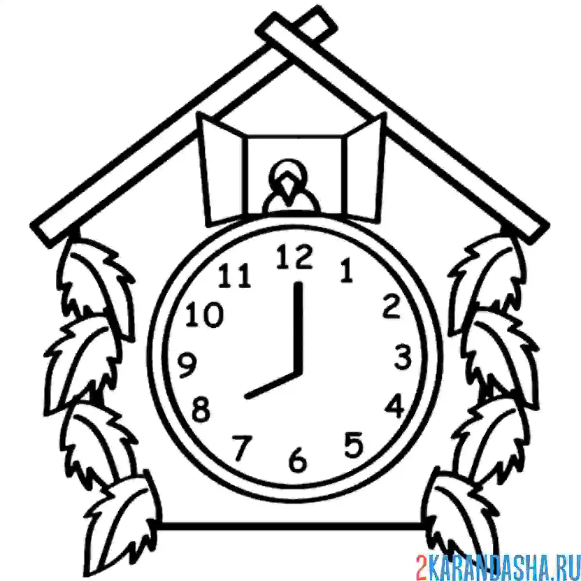 Раскраска настенные часы с кукушкой