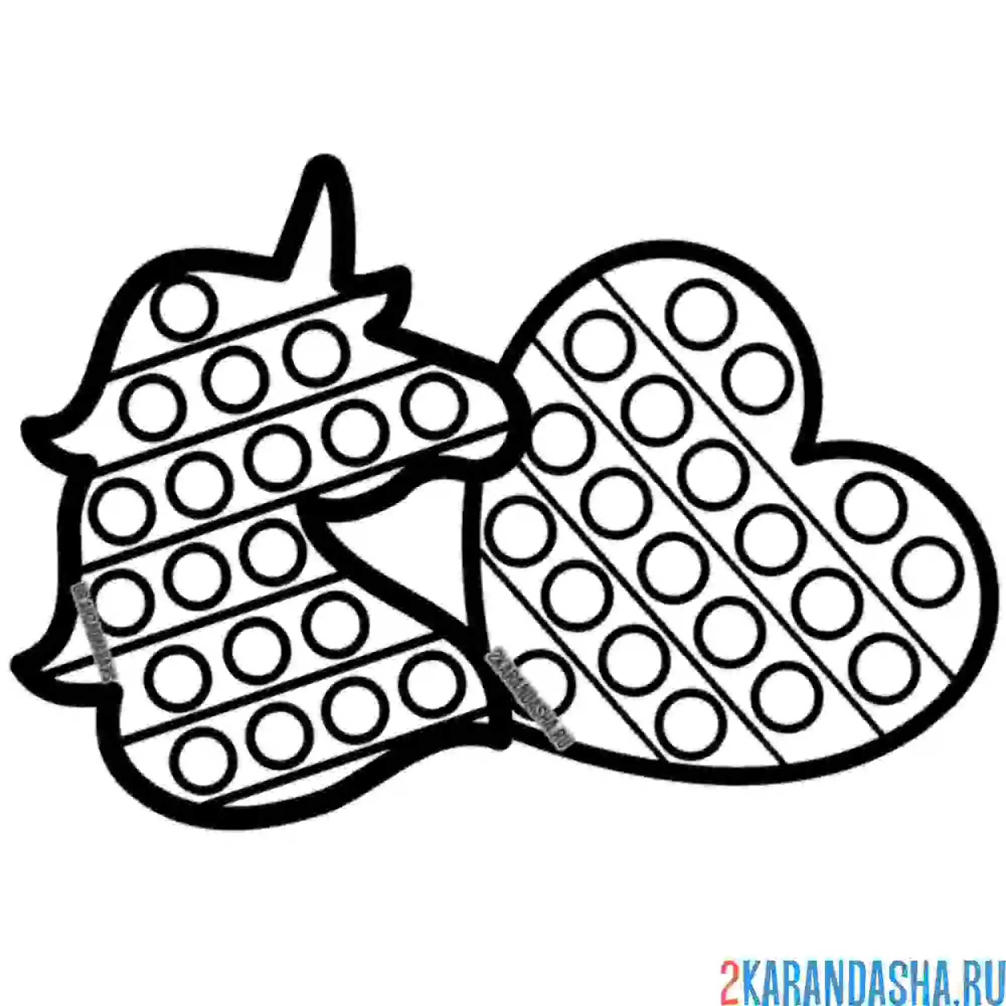 Раскраска pop it сердце и единорог