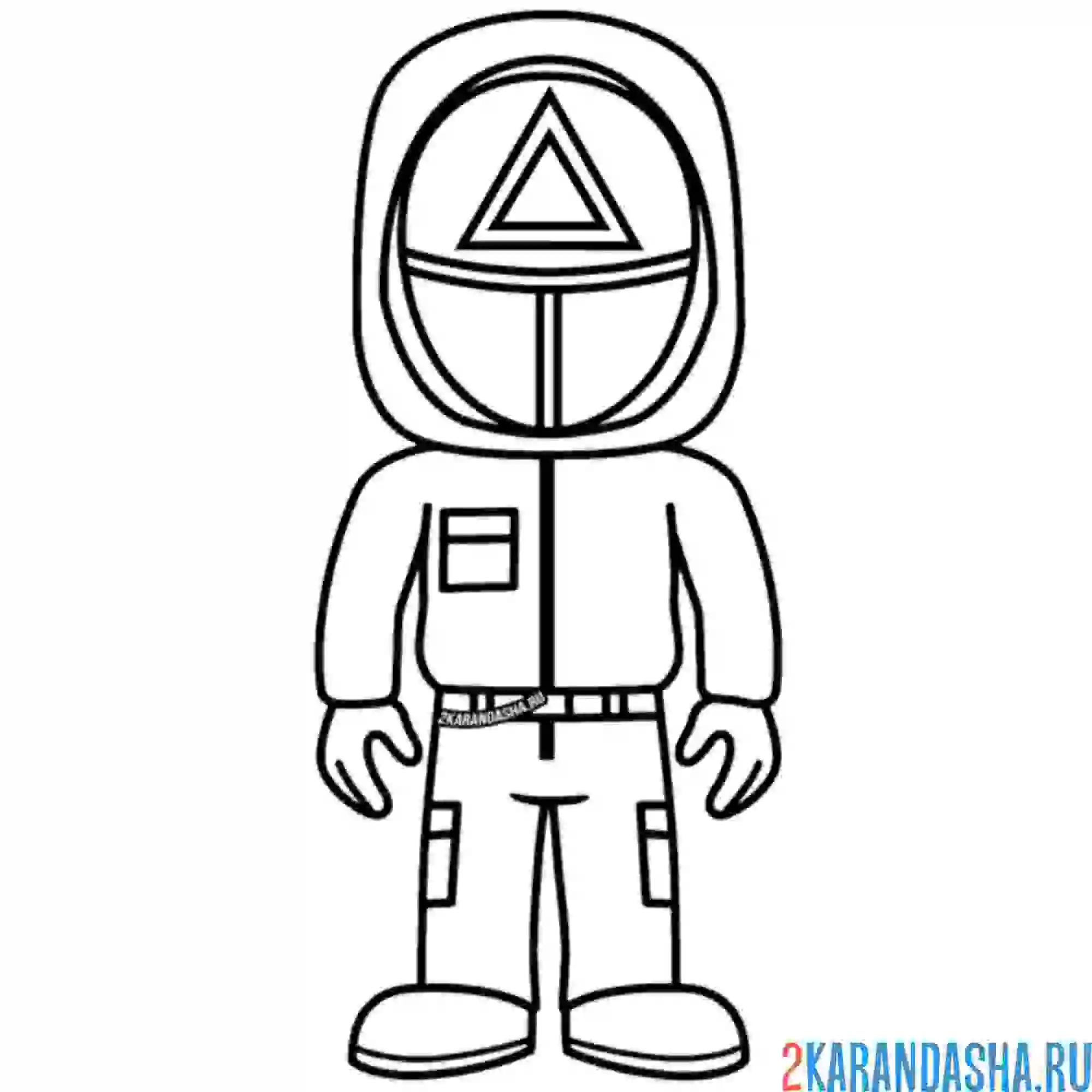 Раскраска мультяшный охранник треугольник
