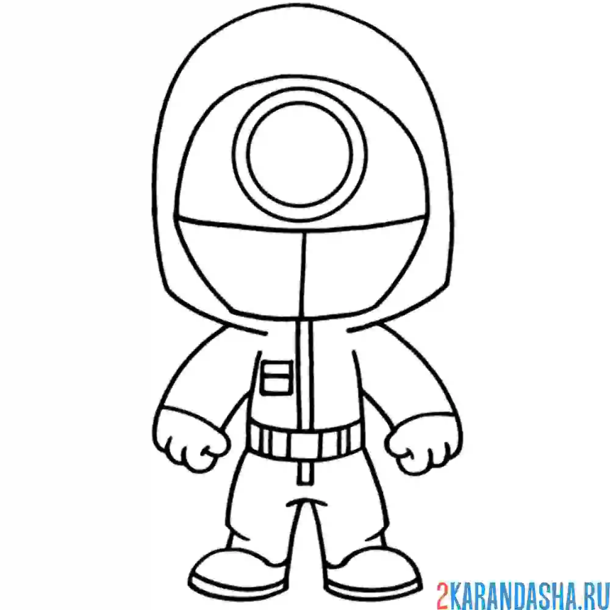 Раскраска охранник из игры в кальмара с кругом