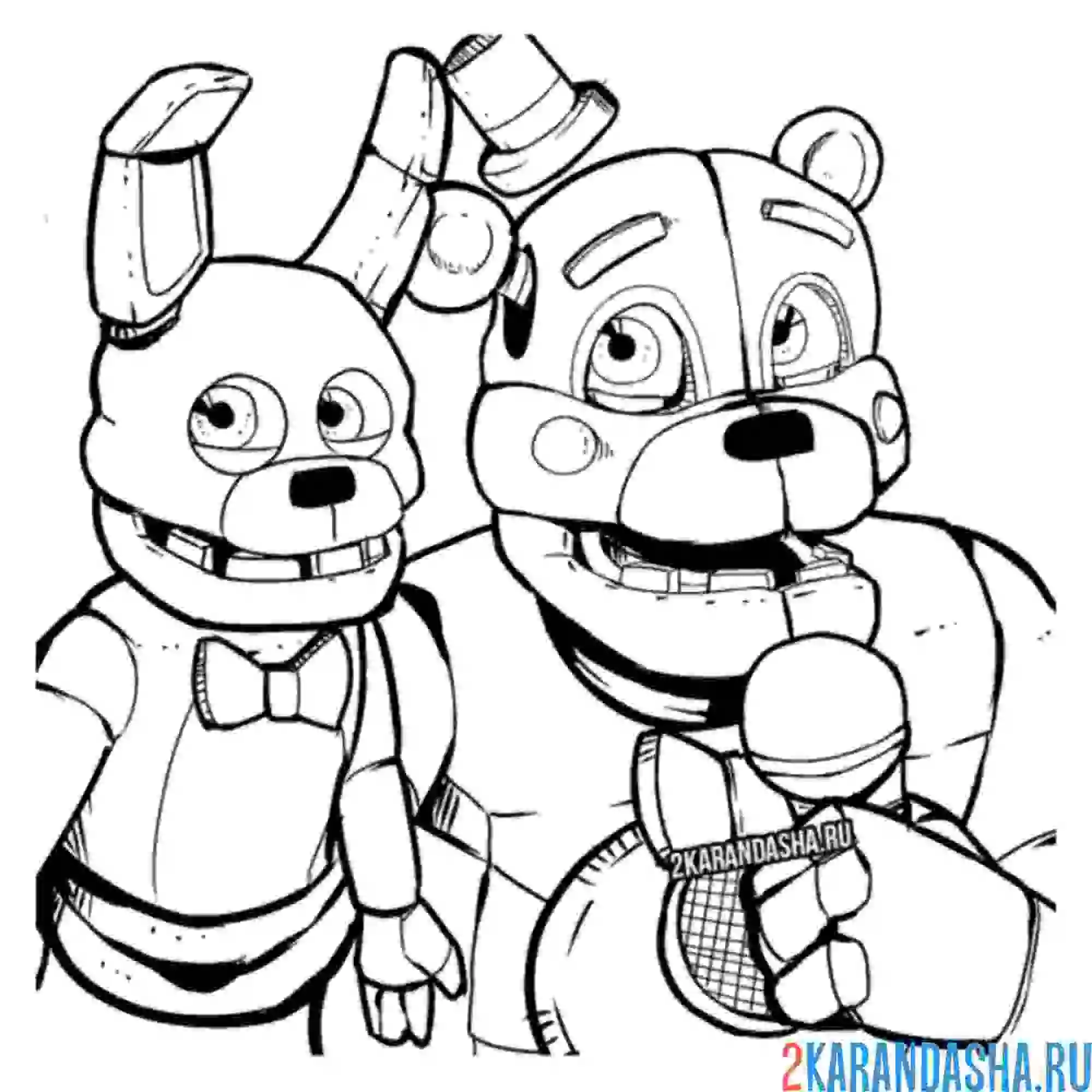 Раскраска фредди и бонни сломанные