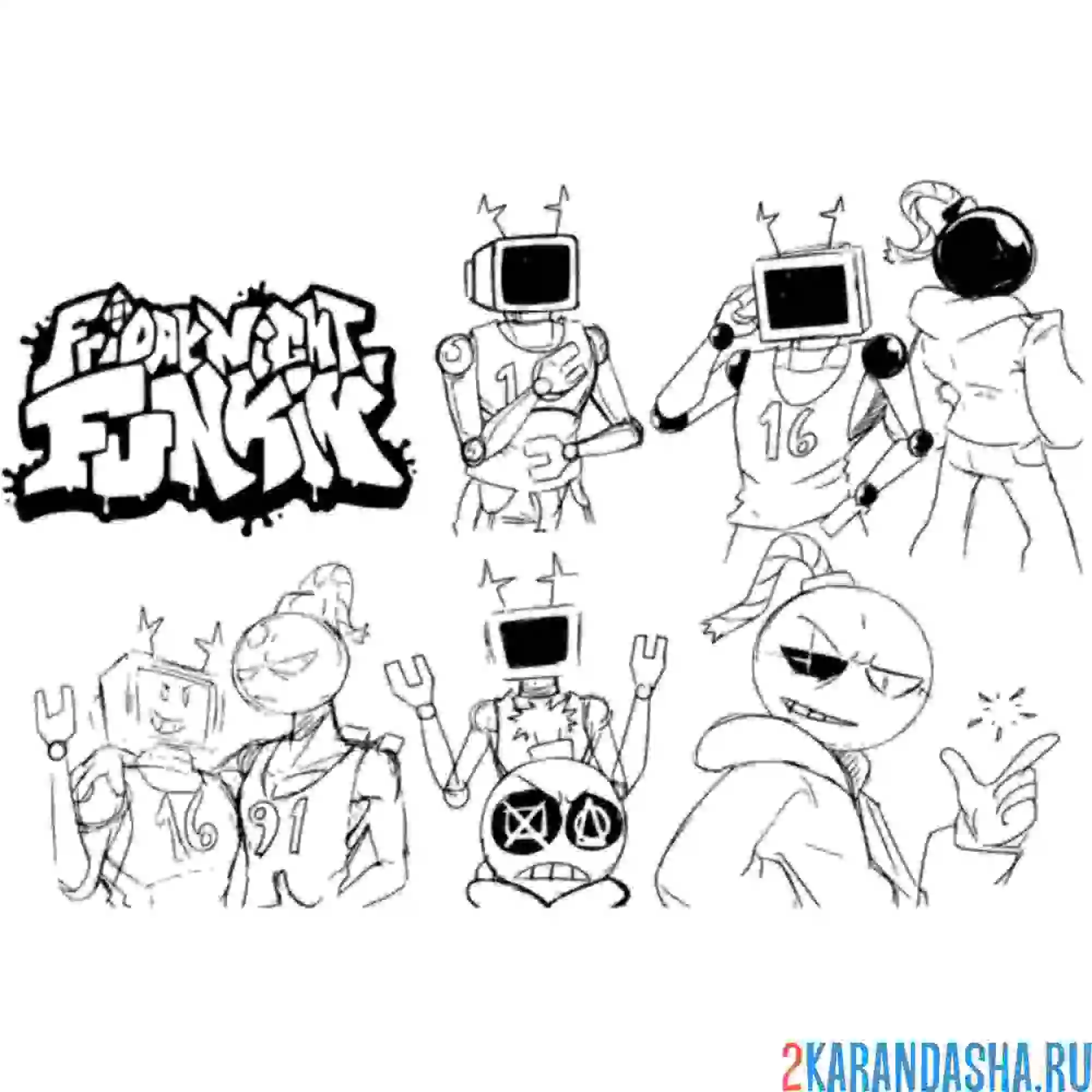 Раскраска friday night funkin персонажи