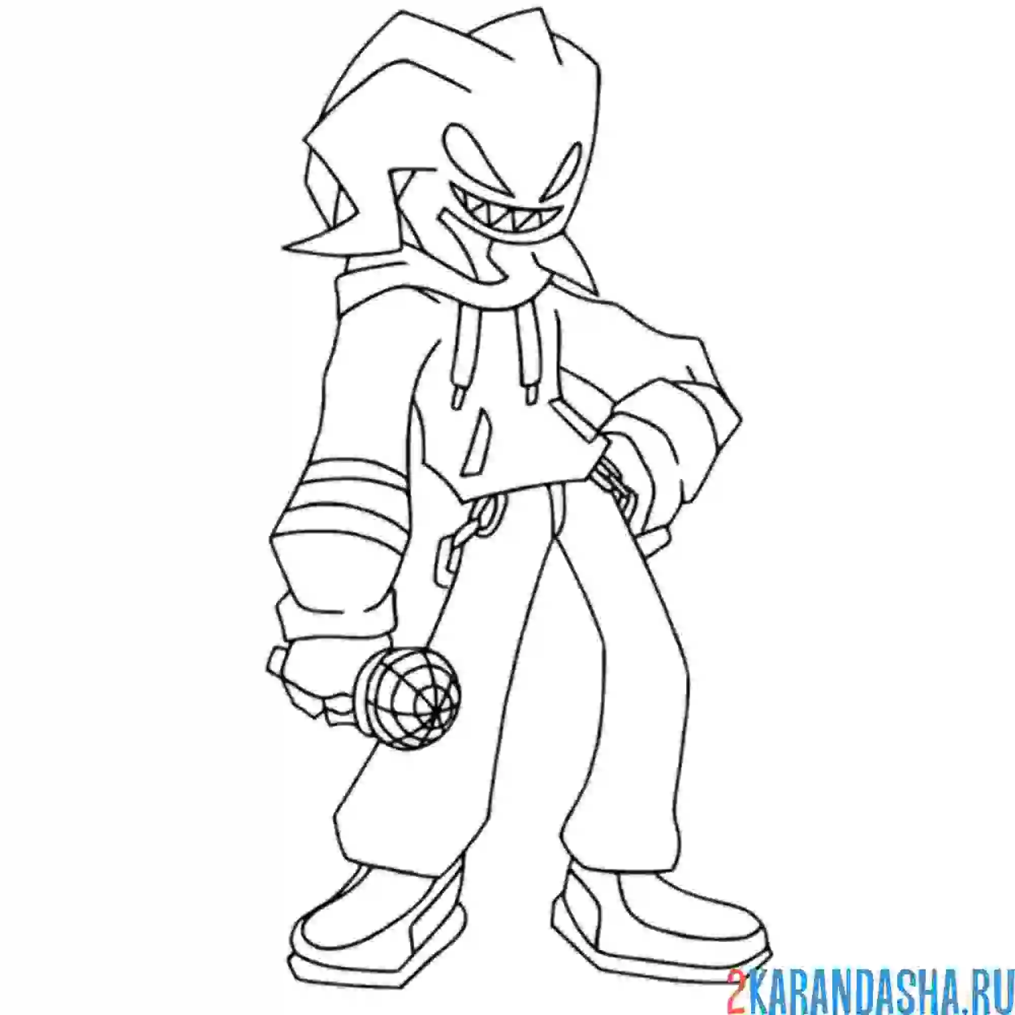 Раскраска friday night funkin с микрофоном баттл