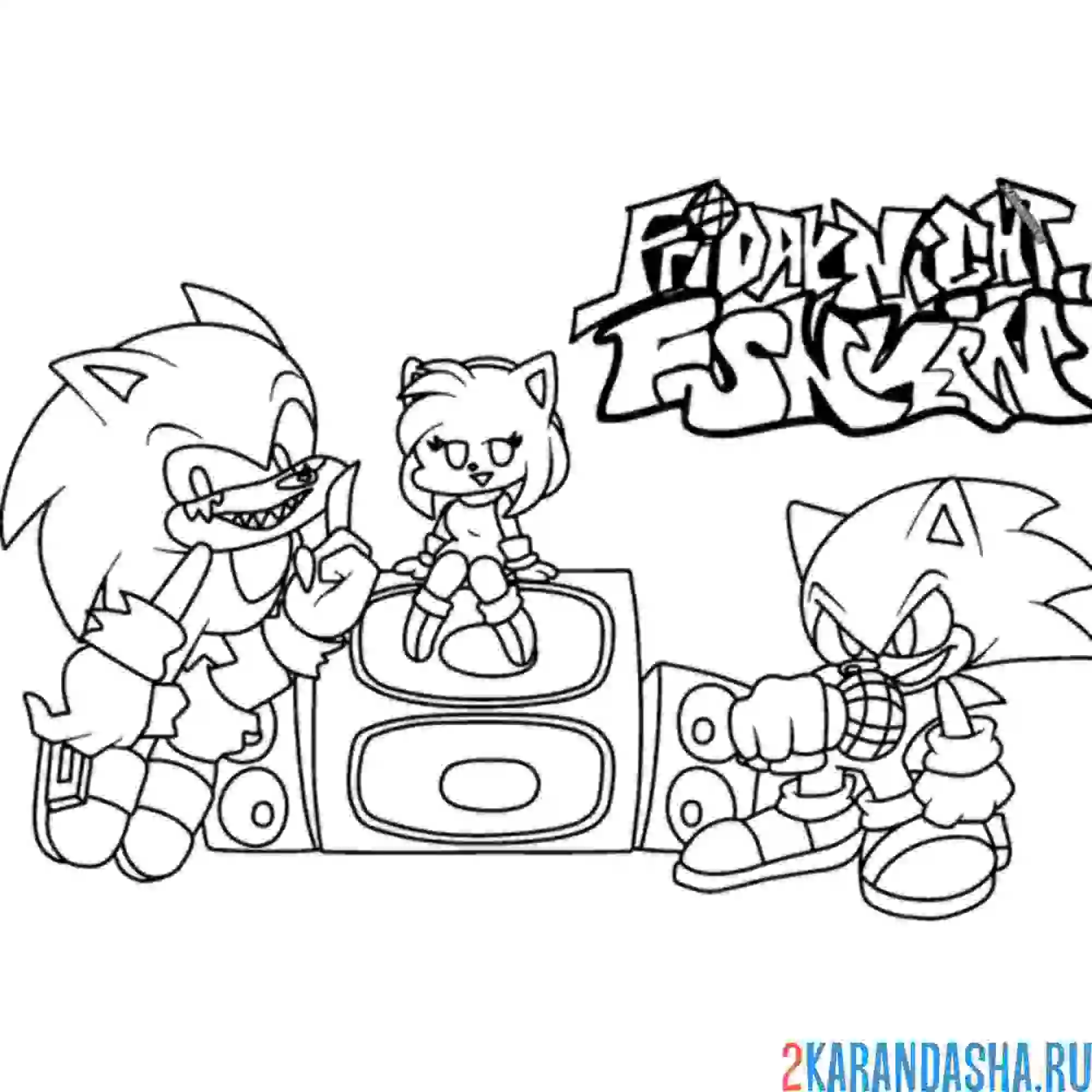 Раскраска sonic fnf