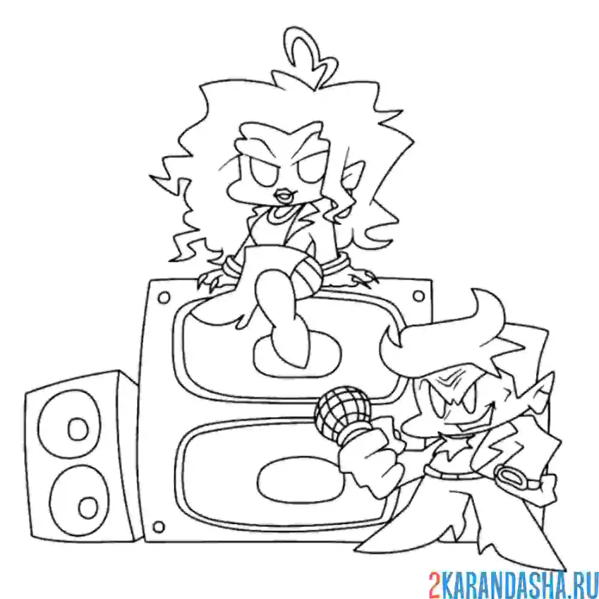 Раскраска friday night funkin главные рэперы