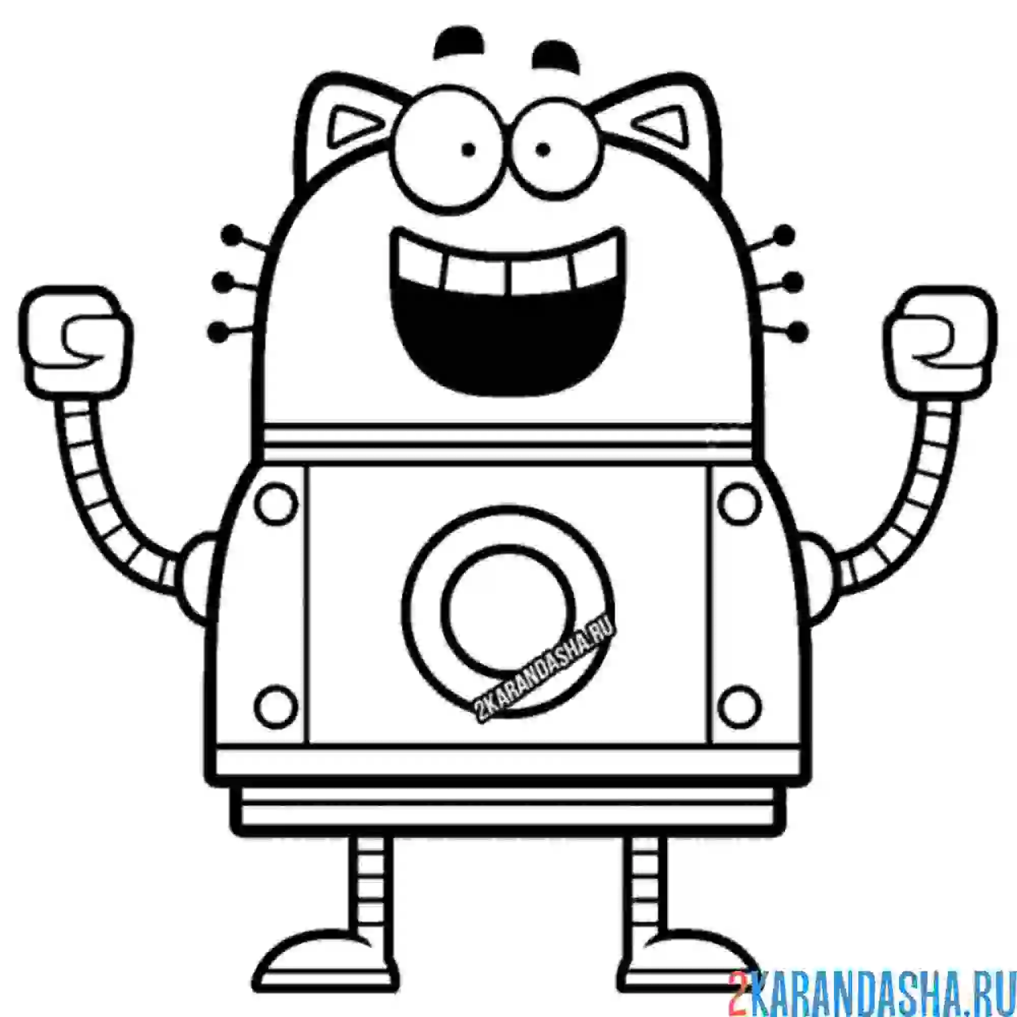 Раскраска робот-котик улыбается
