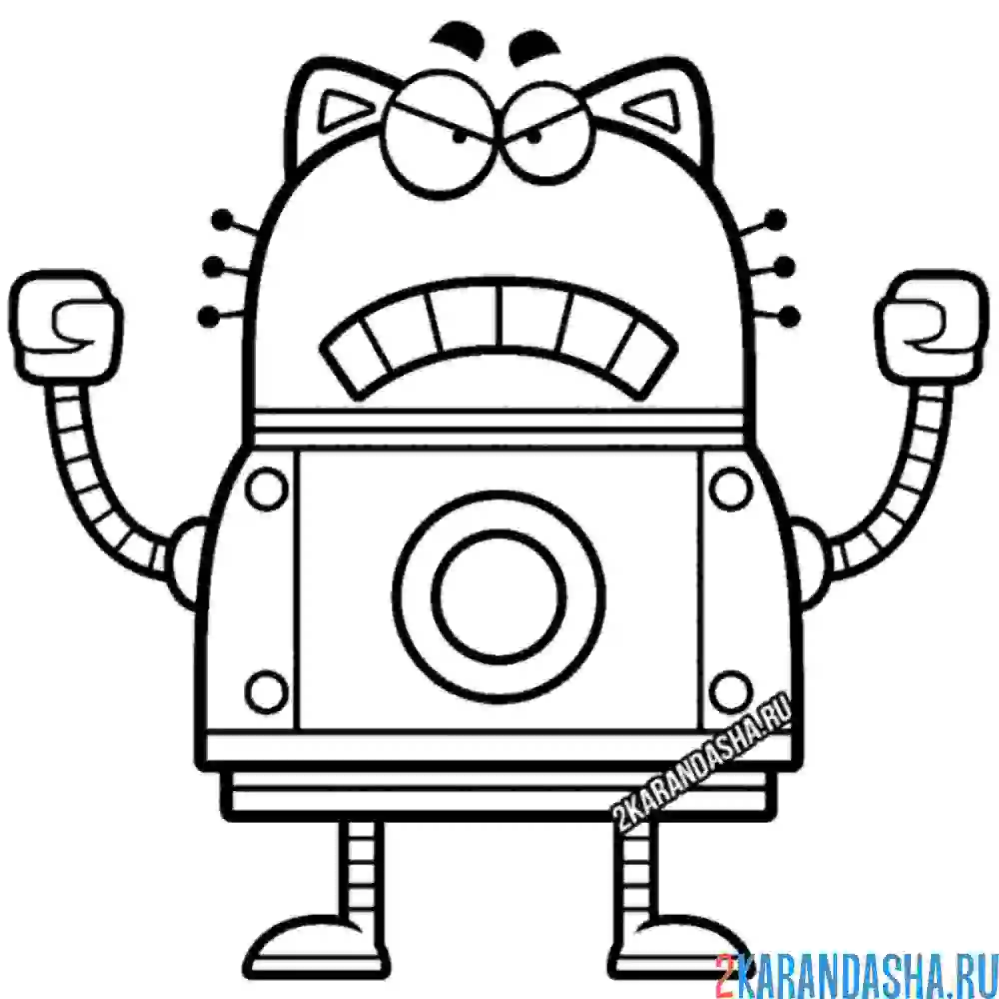 Раскраска робот-котик злится