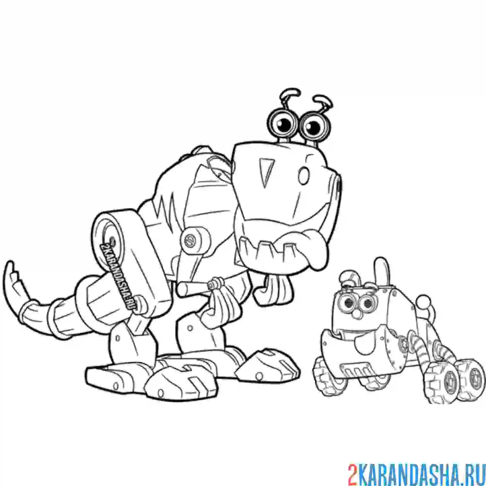Раскраска робот-динозавр