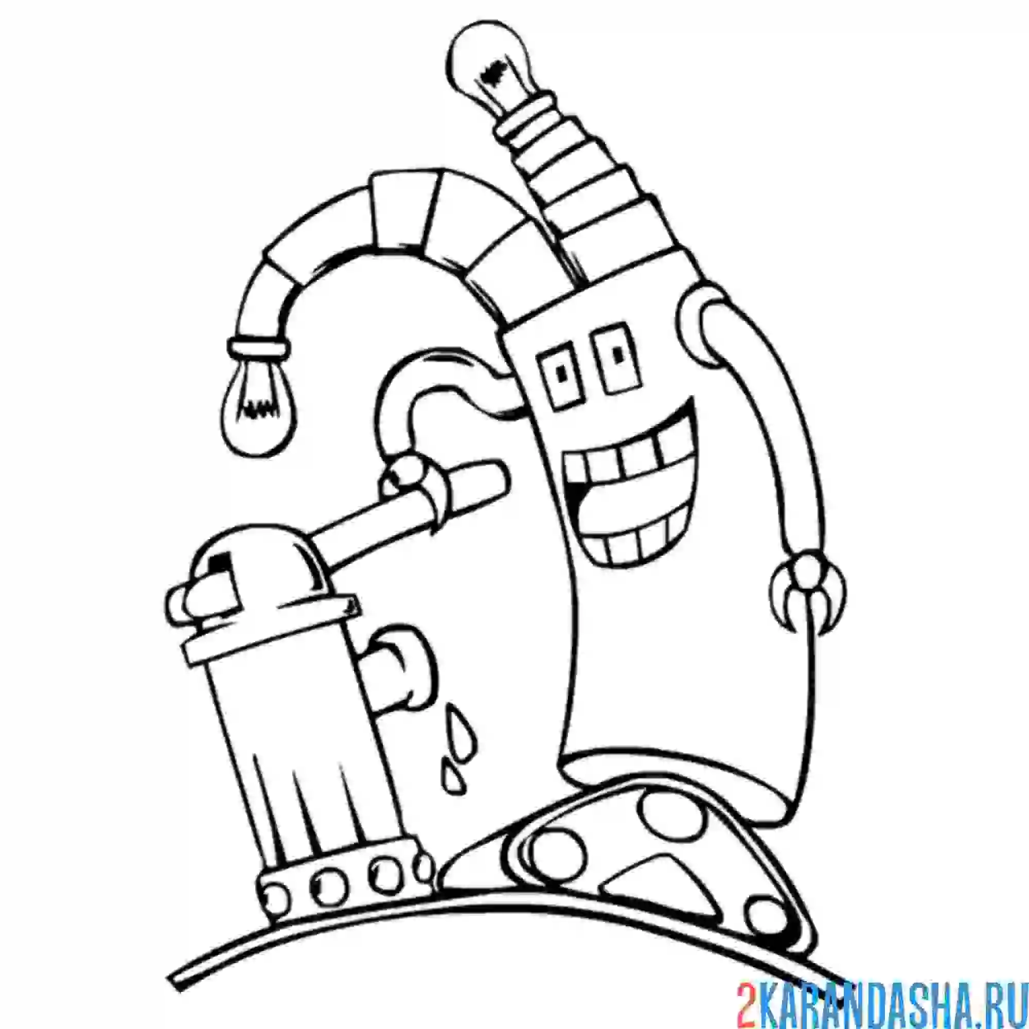 Раскраска необычный робот-пожарный