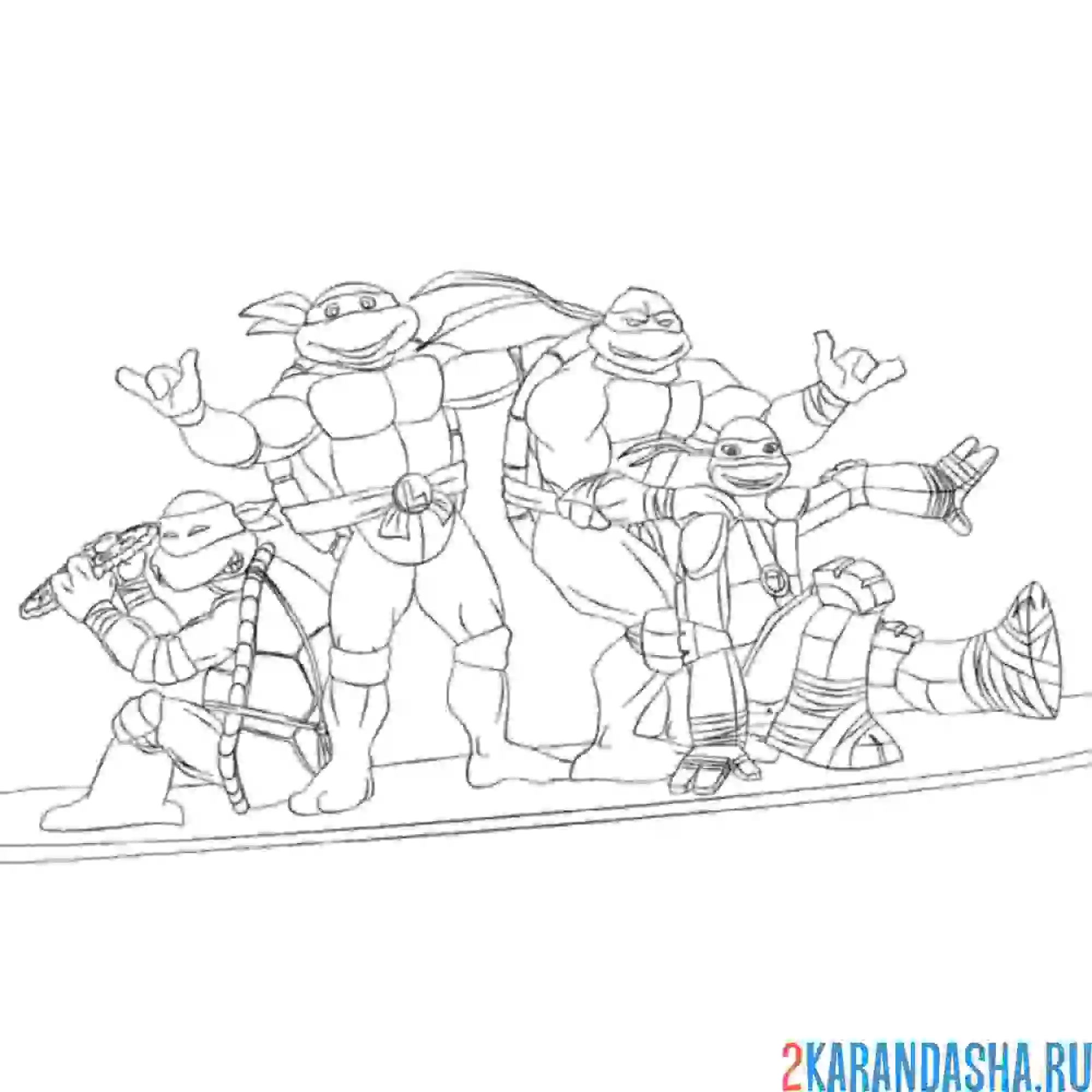 Раскраска серфингист черепашки-ниндзя