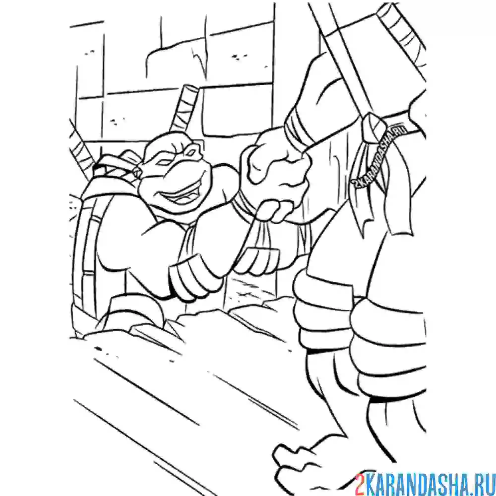 Раскраска рука помощи черепашки-ниндзя