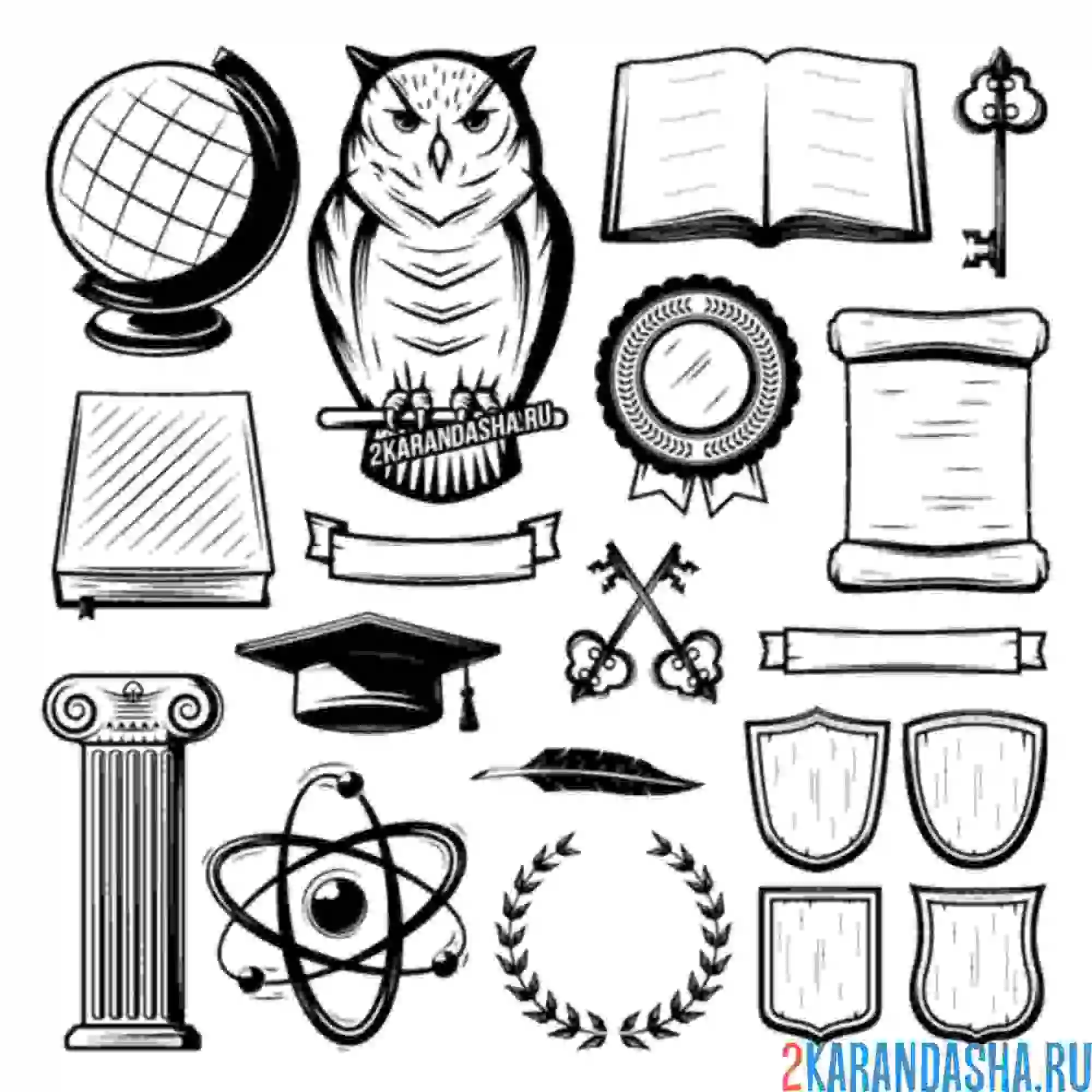 Раскраска умный филин