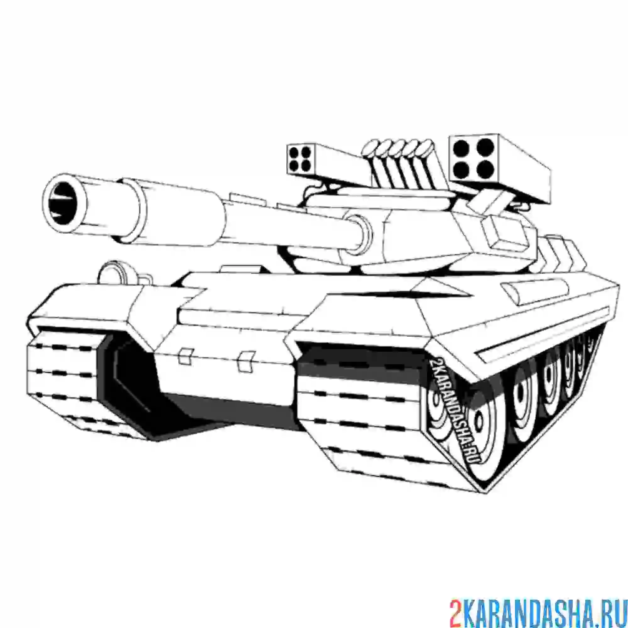 Раскраска большой современный танк