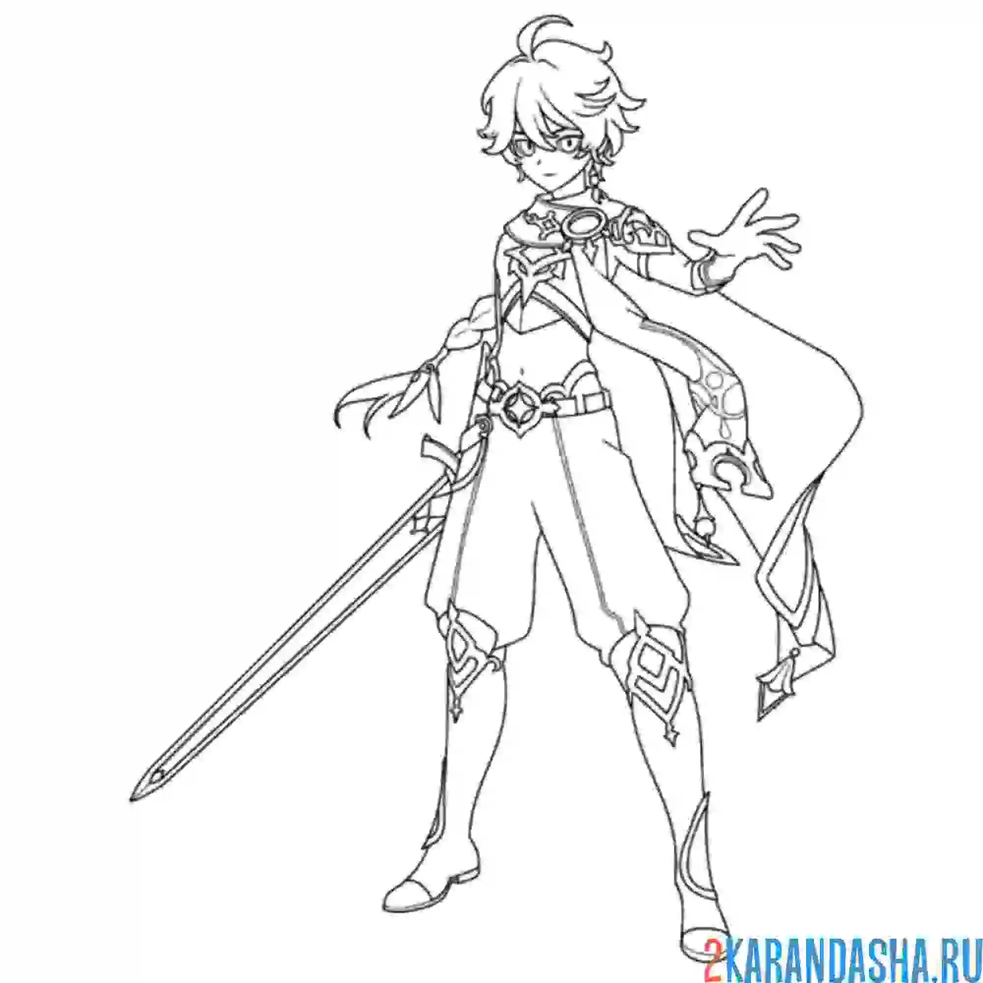 Раскраска genshin impact мальчик