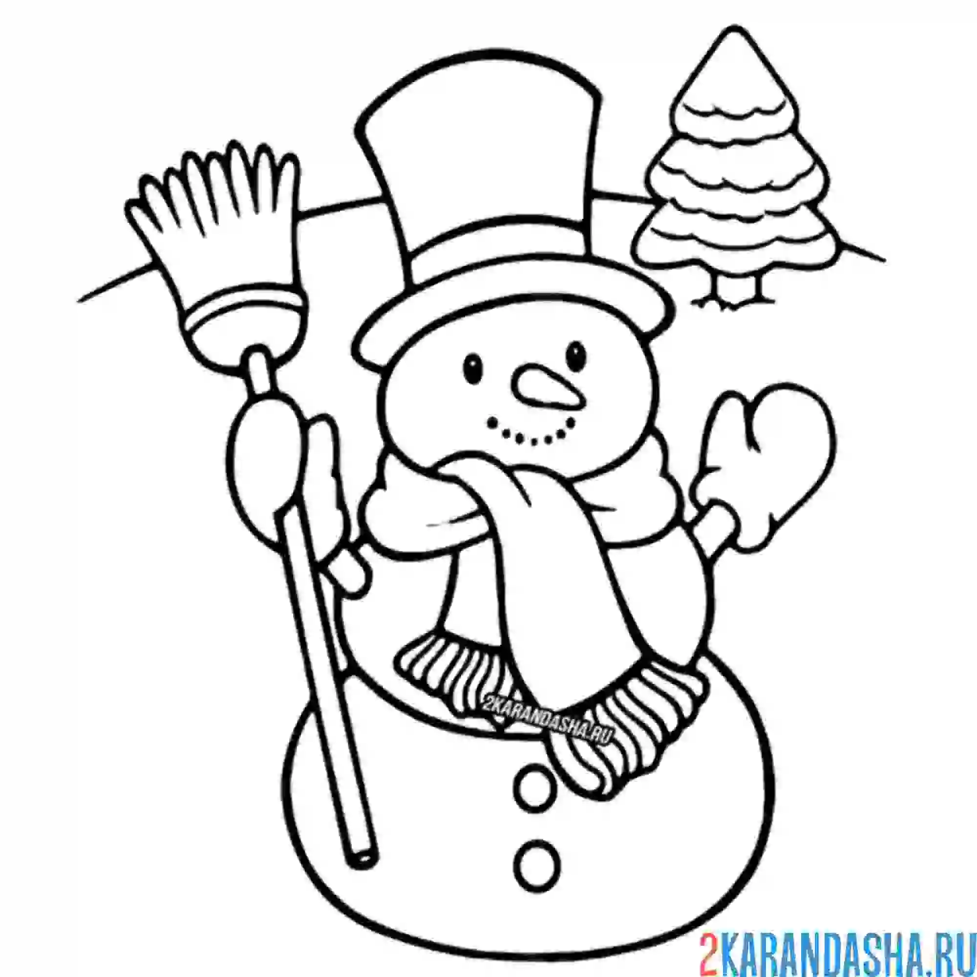 Раскраска снеговик праздничный
