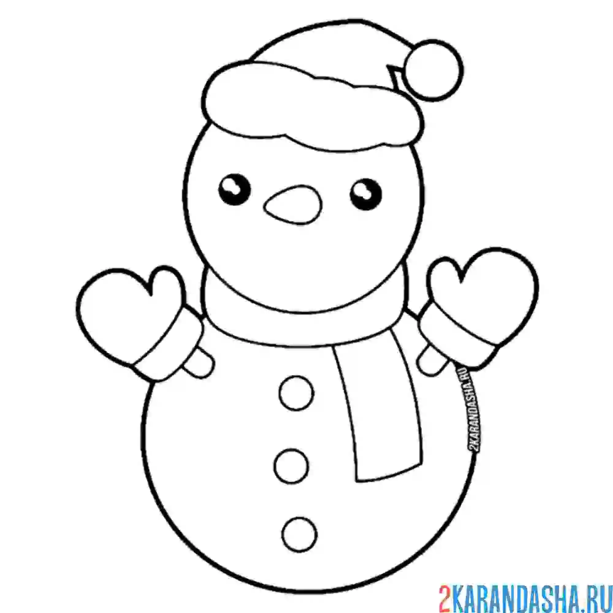 Раскраска простой снеговик