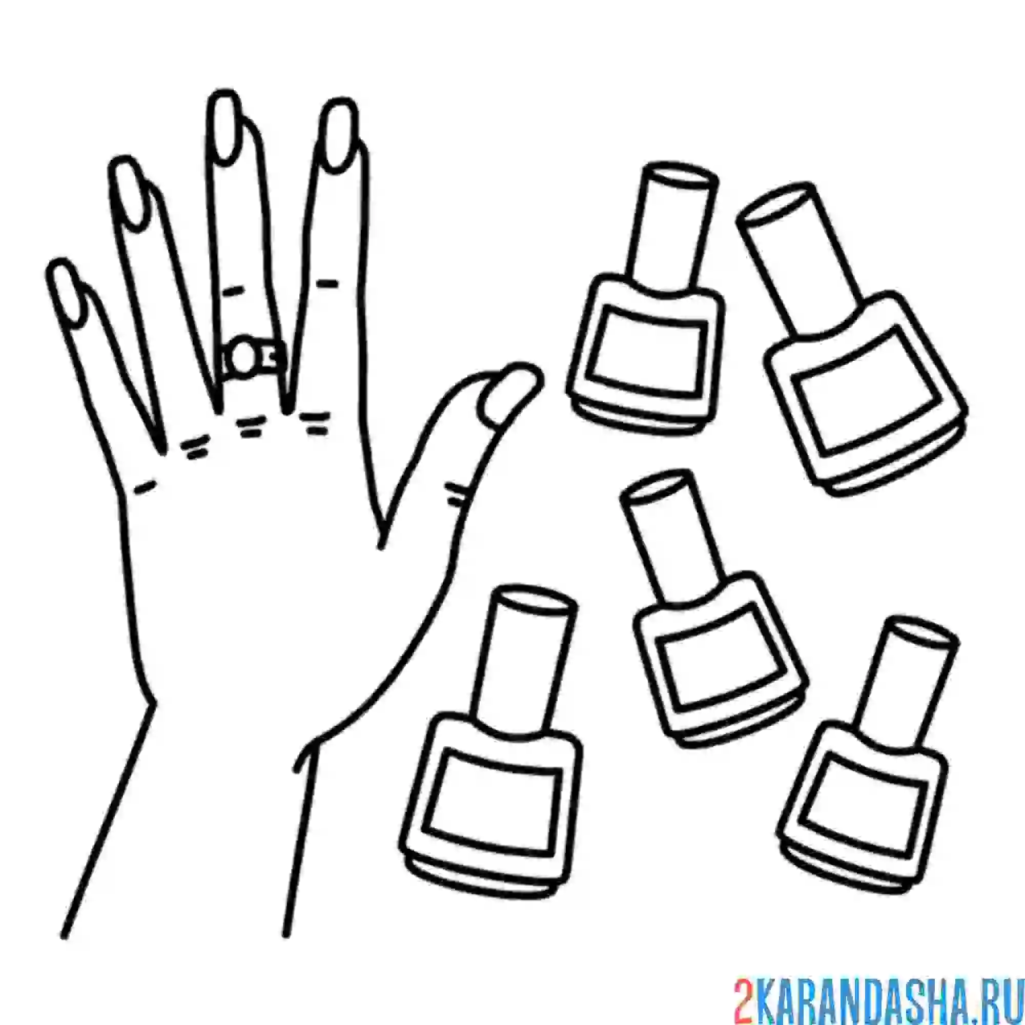 Раскраска рука с длинными ногтями