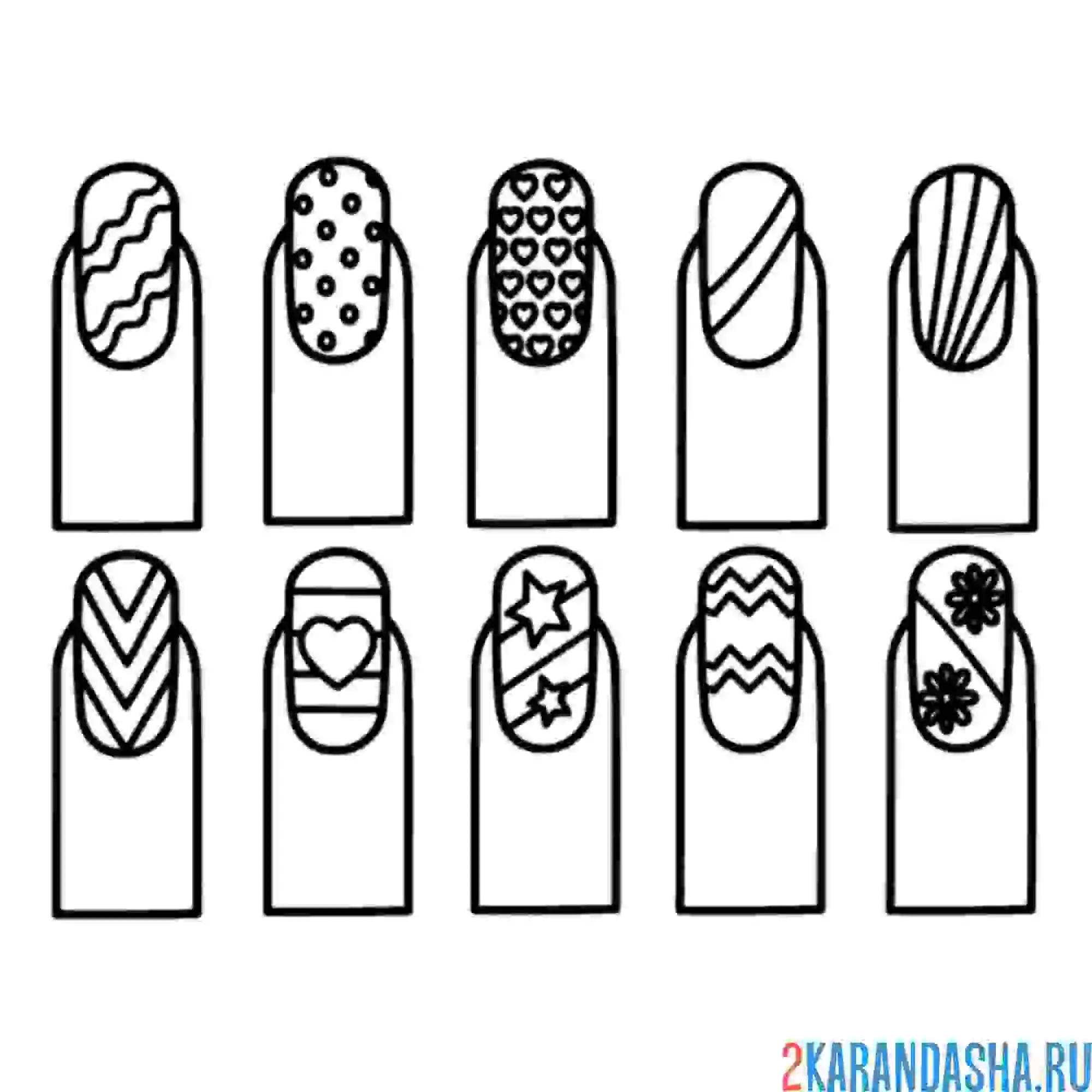 Раскраска разные рисунки на ноготках
