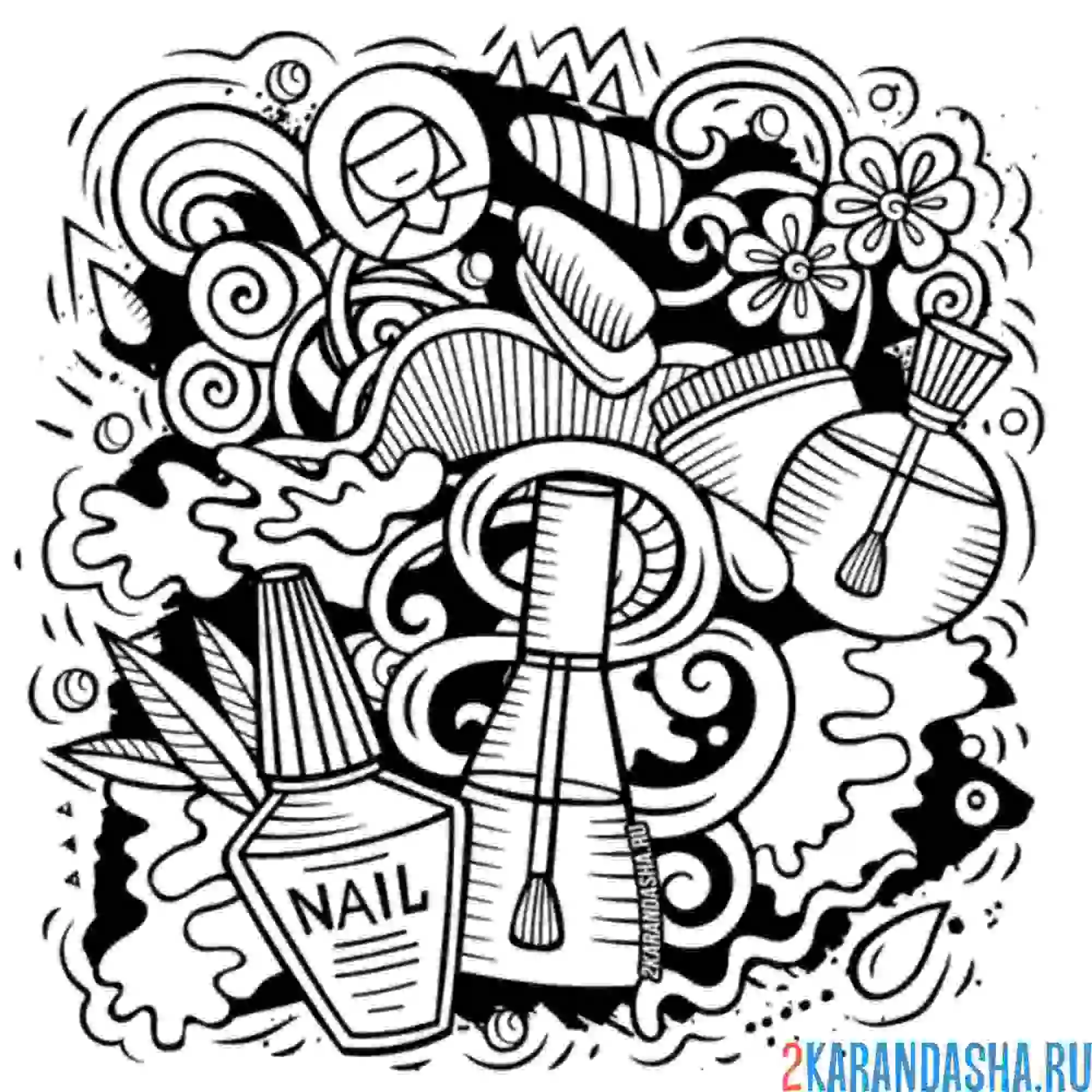 Раскраска коллаж маникюр