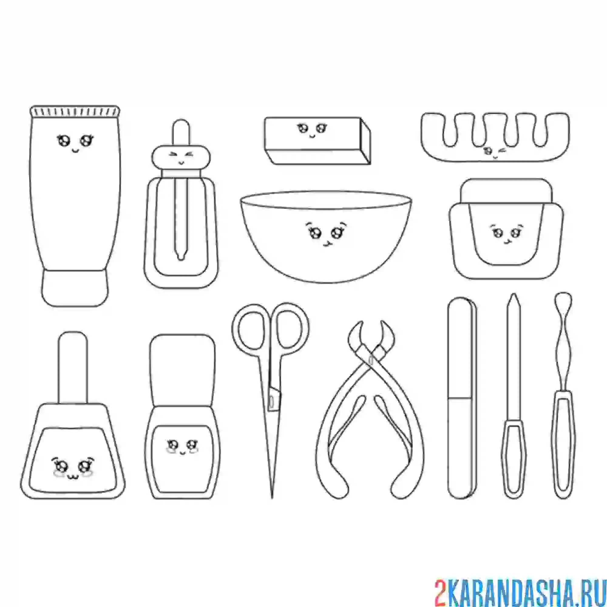 Раскраска маникюрный салон кавай