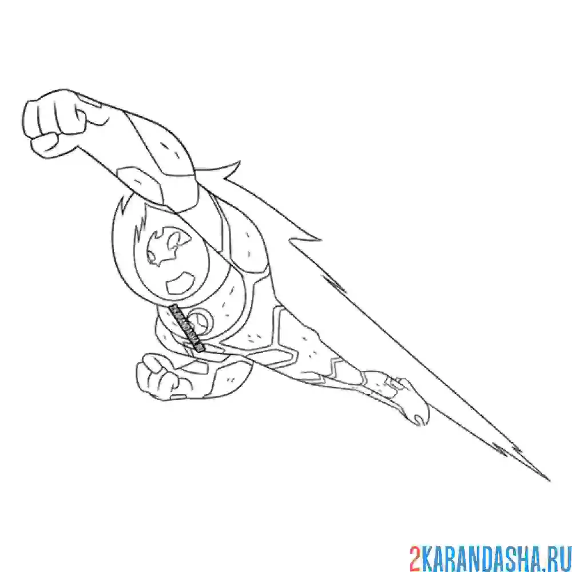 Раскраска бен 10 человек-огонь