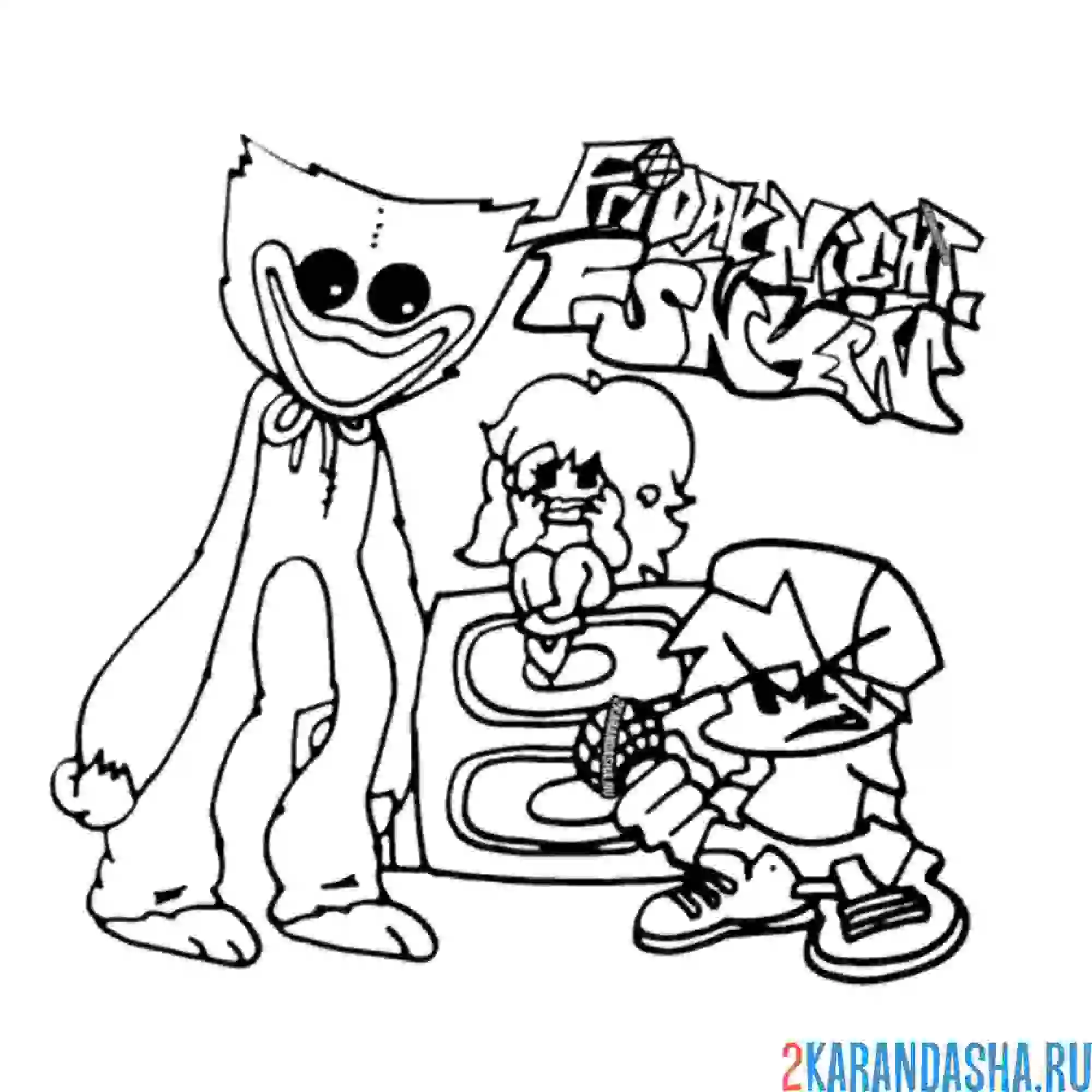 Раскраска хагги вагги, бойфренд и герлфренд