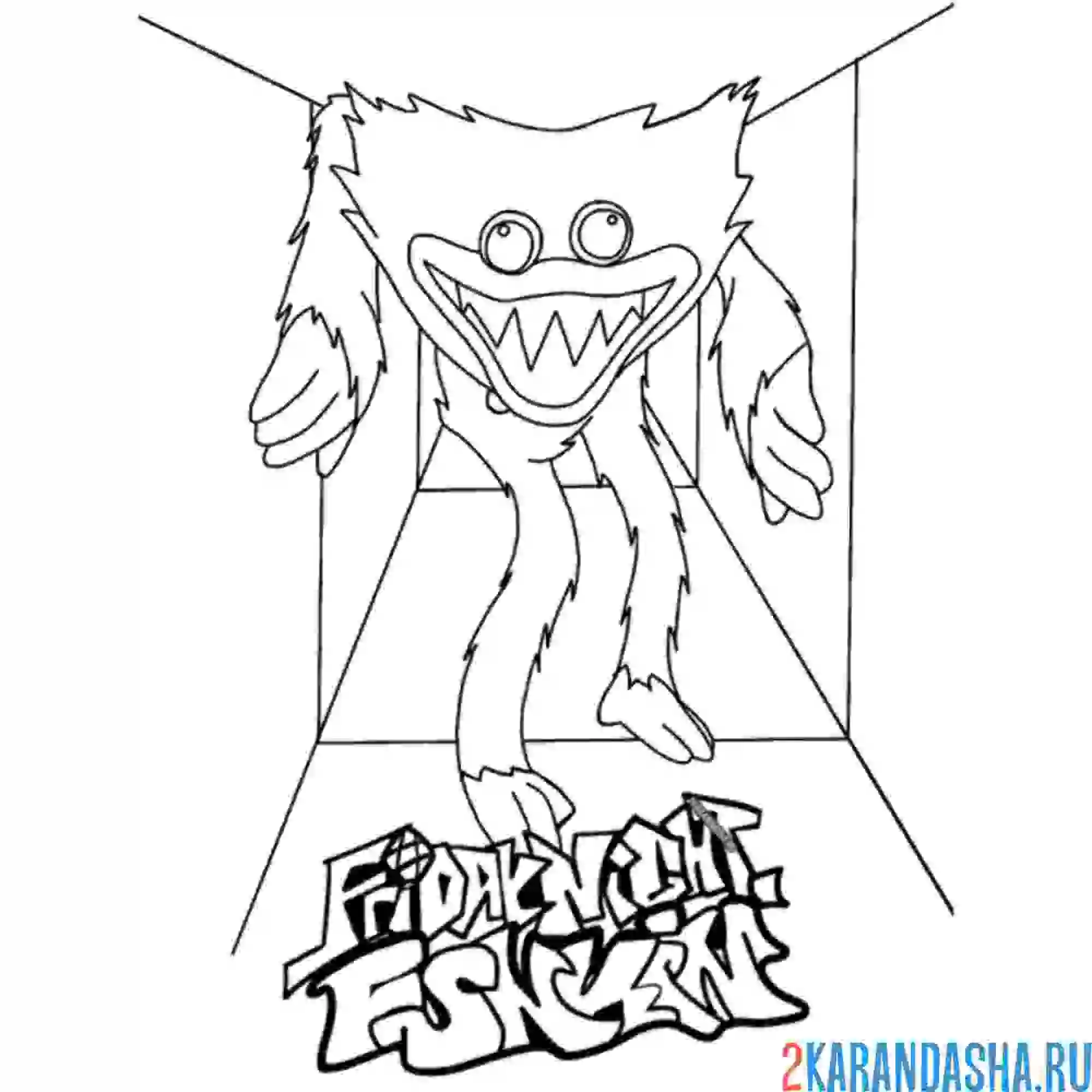 Раскраска хагги вагги в комнате