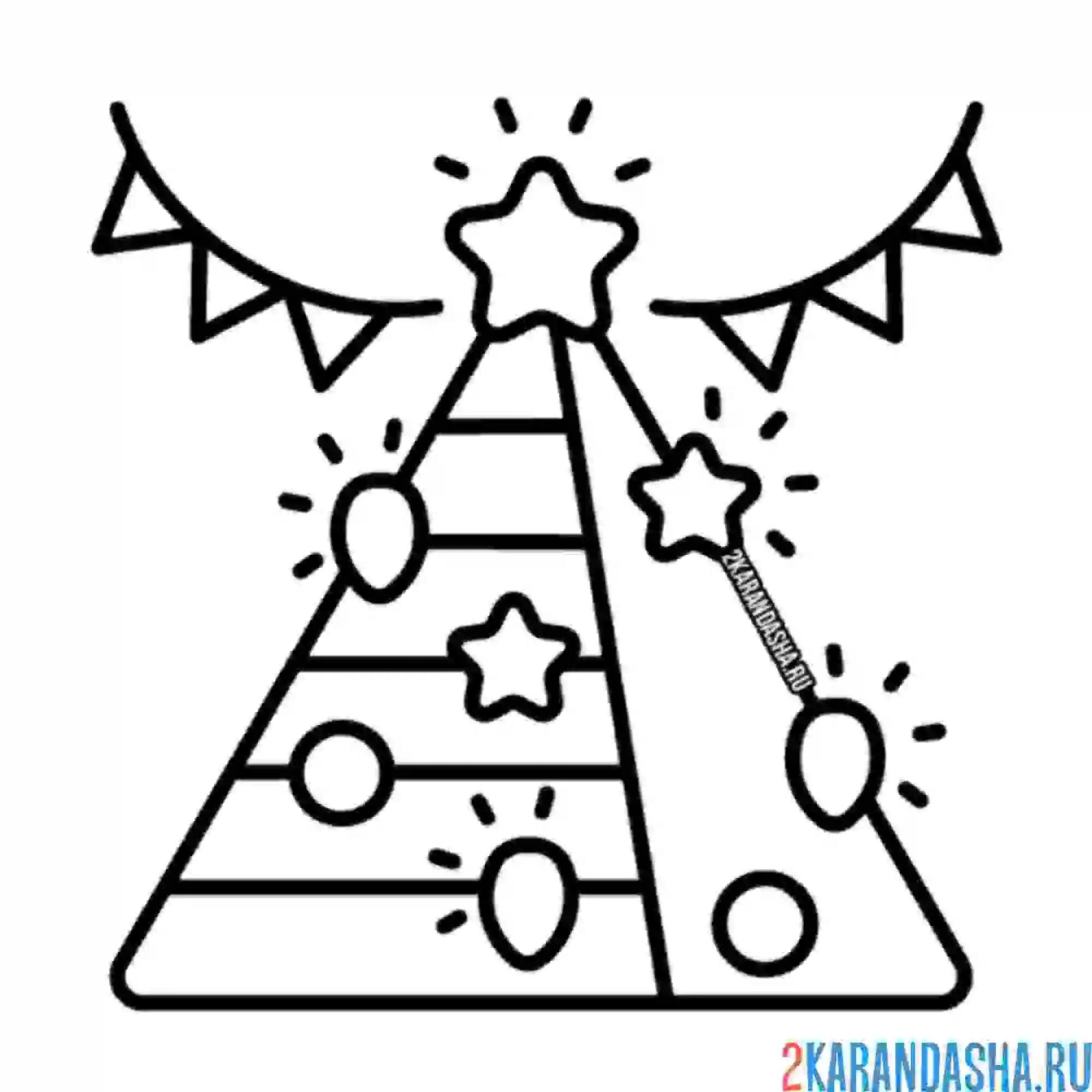 Раскраска ёлочка новогодняя с игрушками