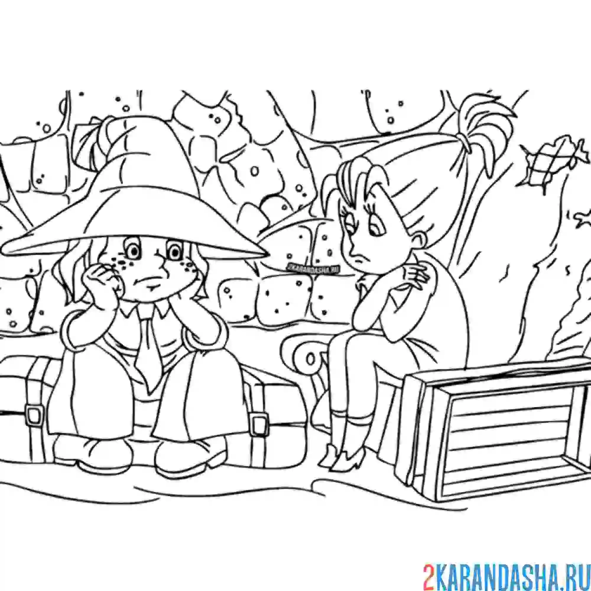 Раскраска незнайка грустит