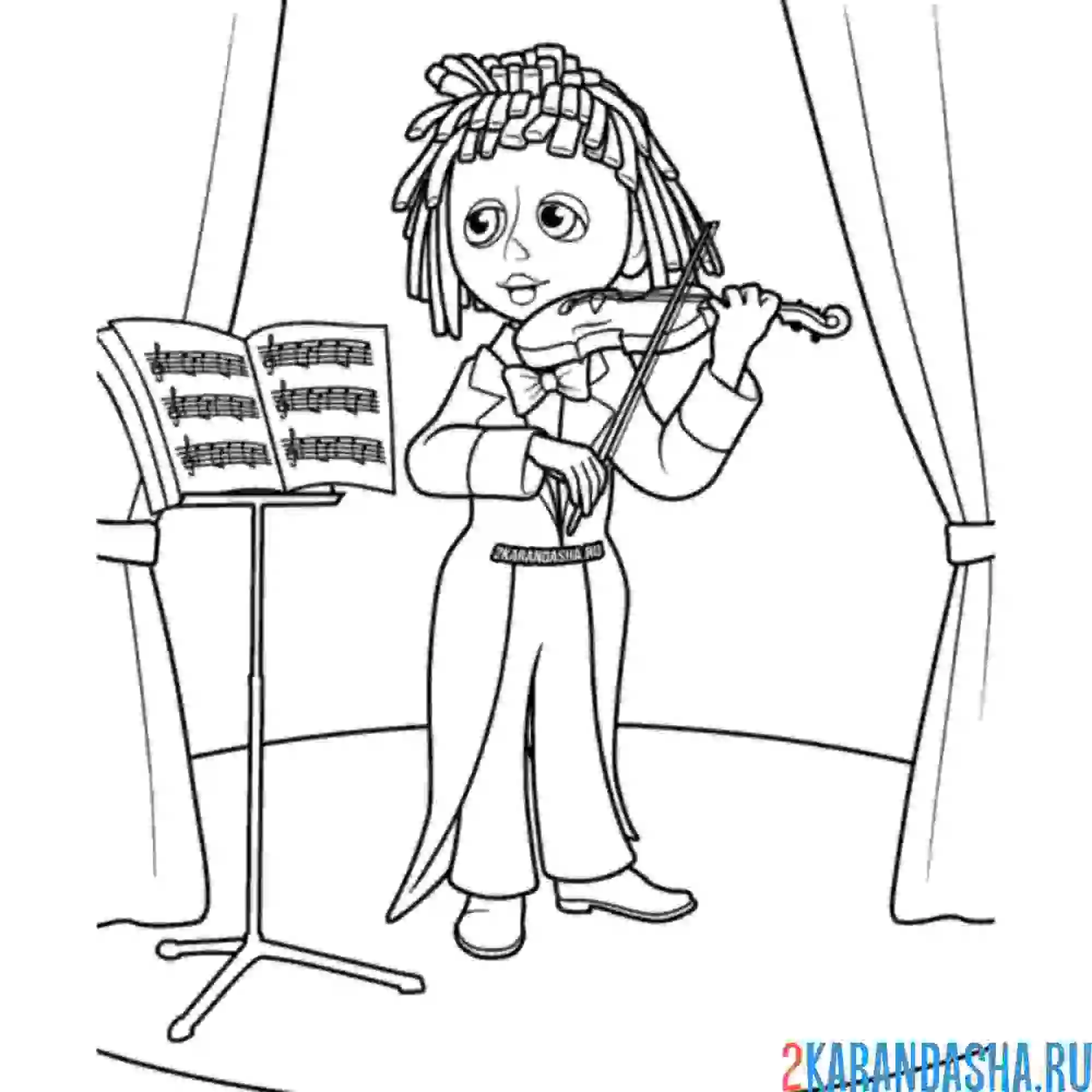 Раскраска музыкант гусля