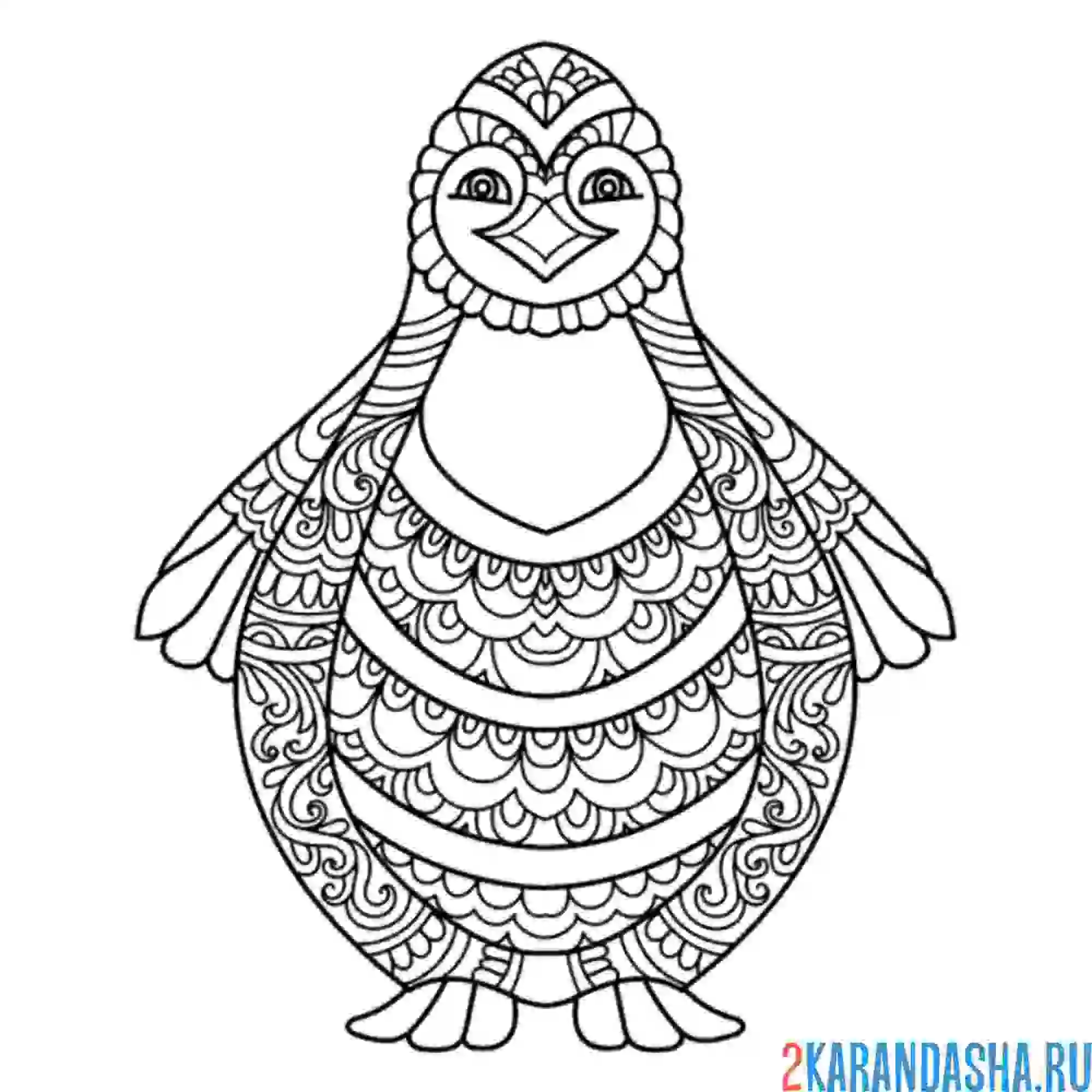 Раскраска пингвин антистресс