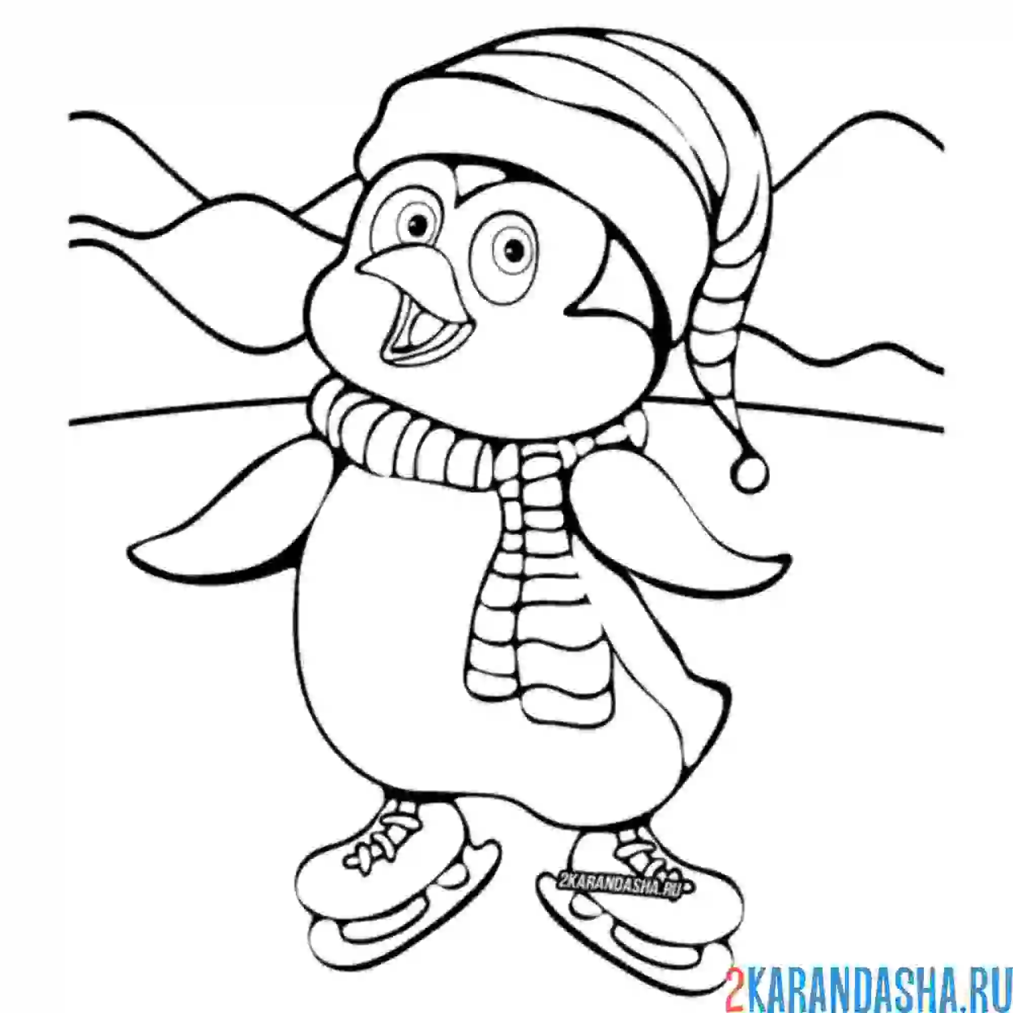 Раскраска пингвин мальчик