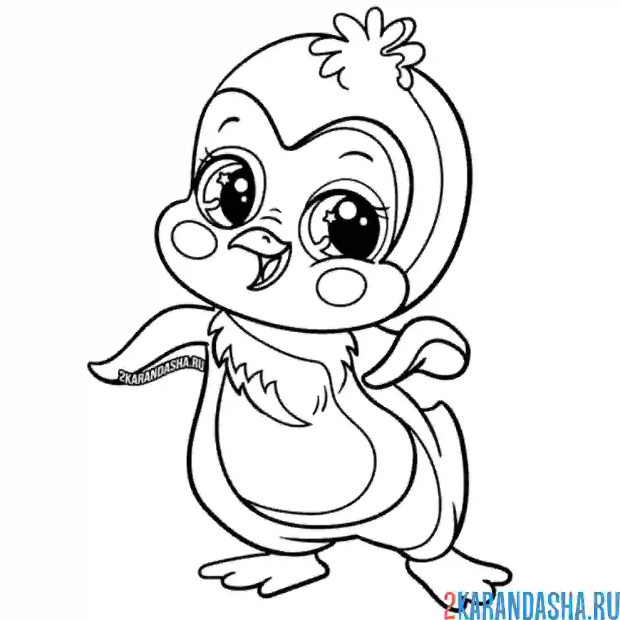 Раскраска пингвин милашка малыш