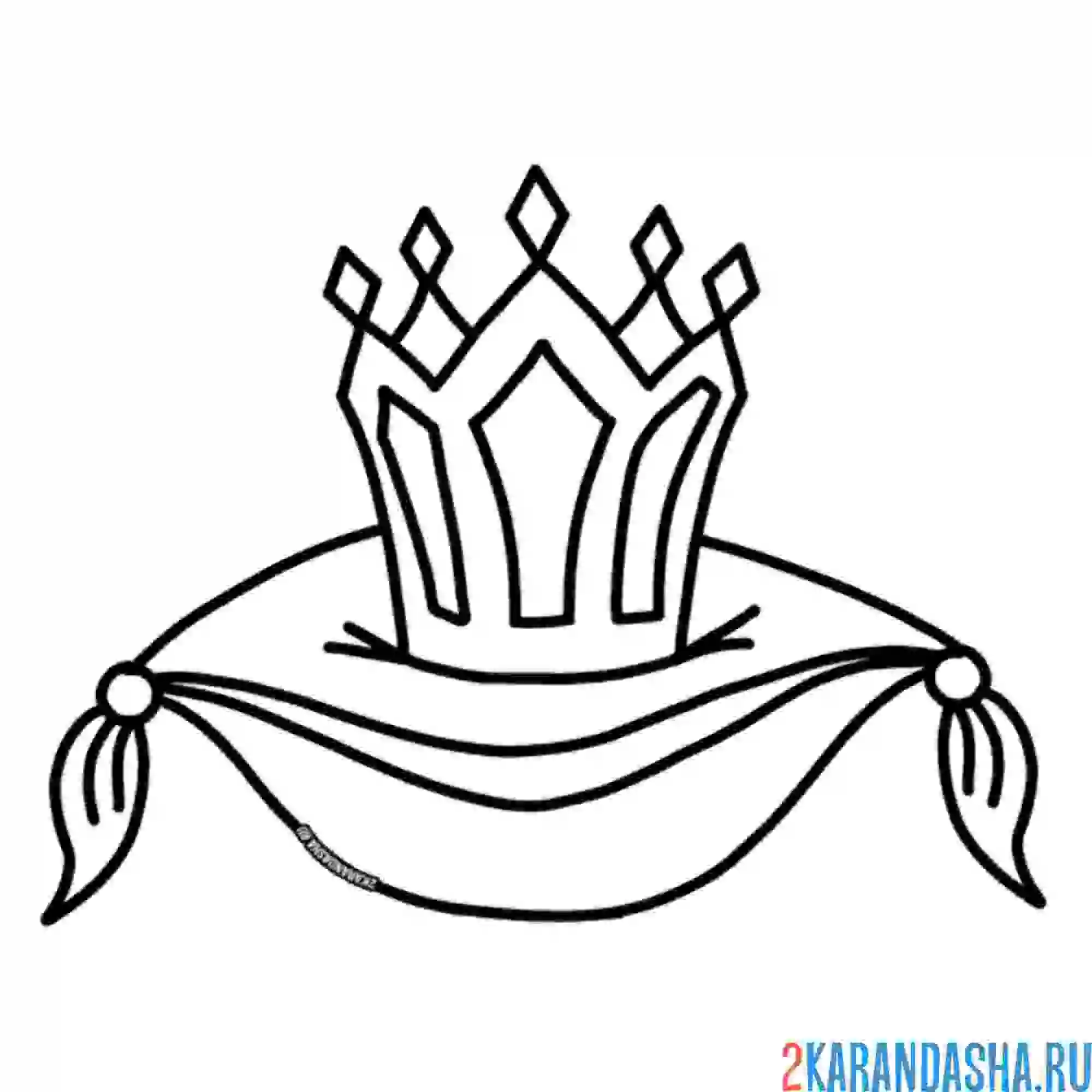 Раскраска корона на подушке