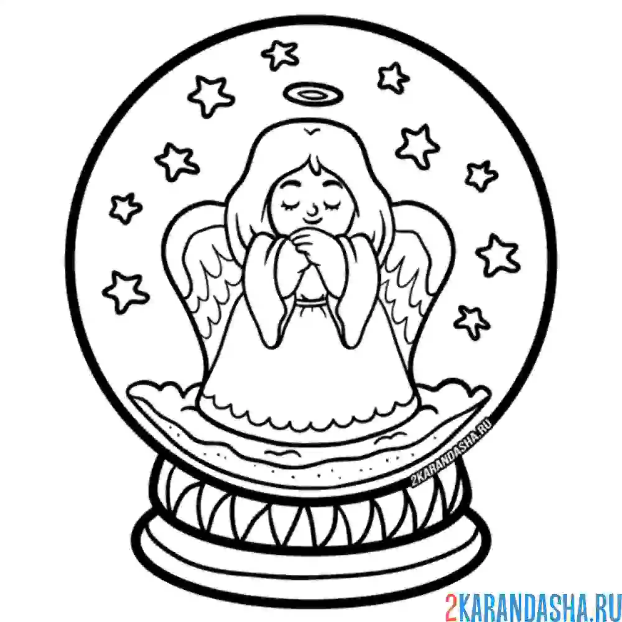 Раскраска ангел в шаре