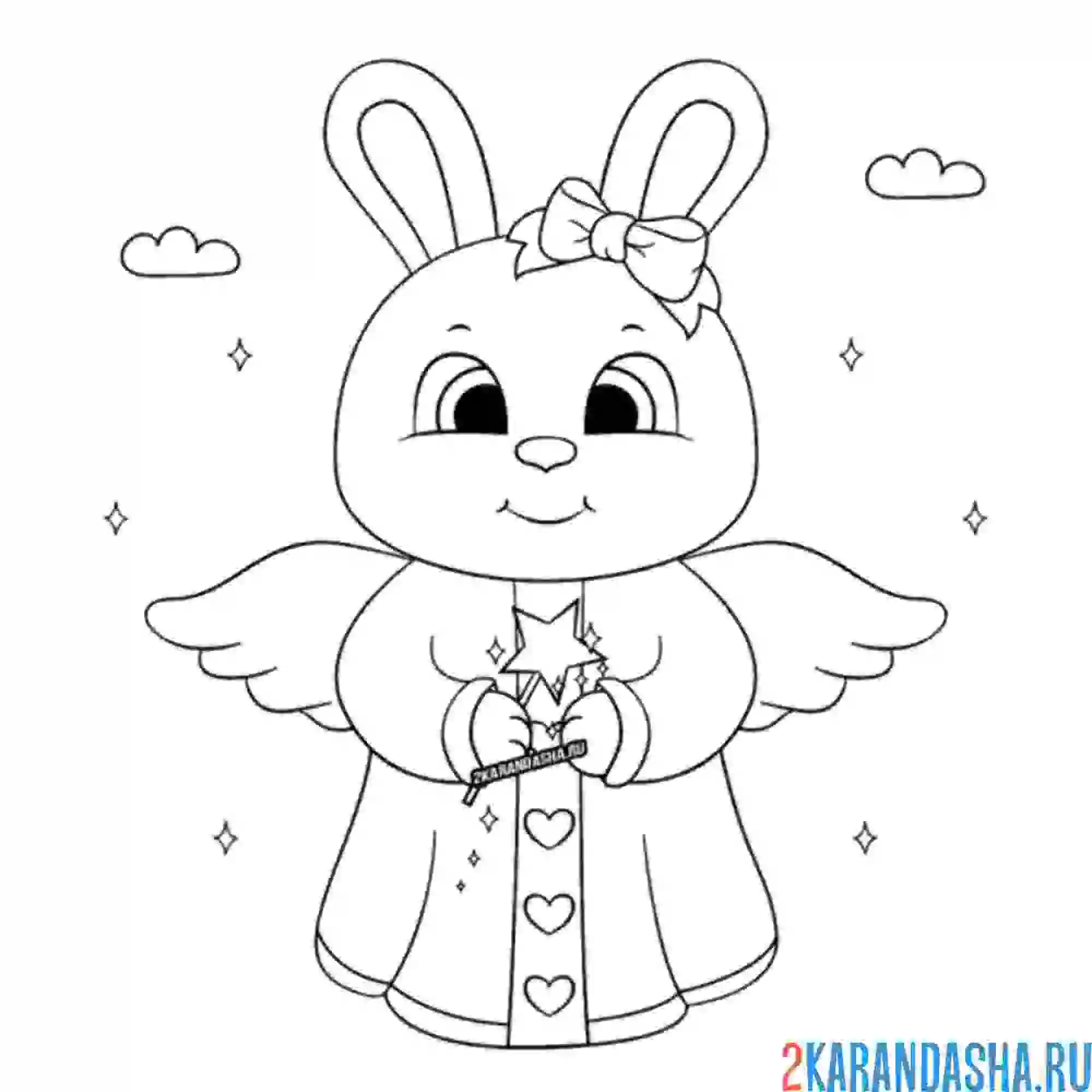 Раскраска зайка ангелок
